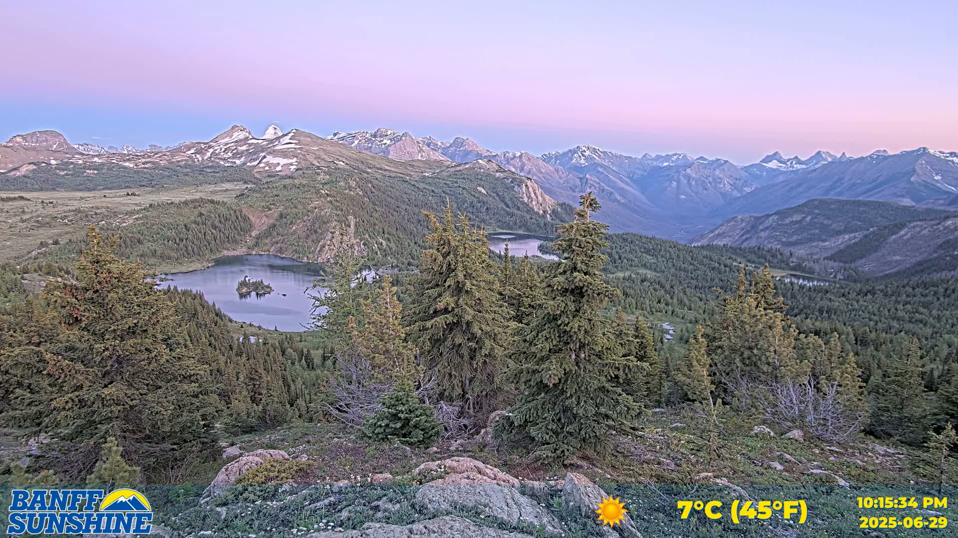 Banff Sunshine Ski Village Rock Isle Lake & Panaromic Rocky Mountain View  Live Cam - Banff, Alberta's Rockies, Alberta, Canada
