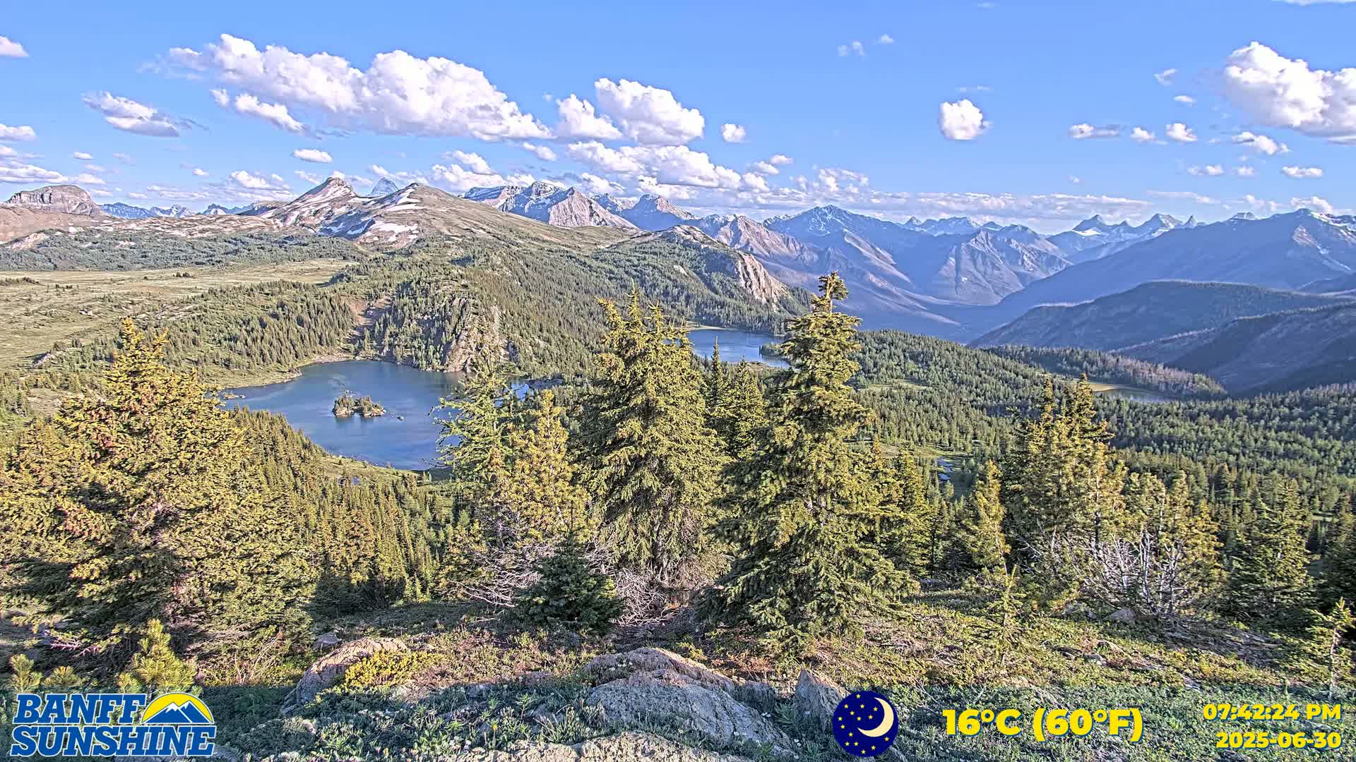 Banff Sunshine Ski Village Rock Isle Lake & Panaromic Rocky Mountain View  Live Cam - Banff, Alberta's Rockies, Alberta, Canada