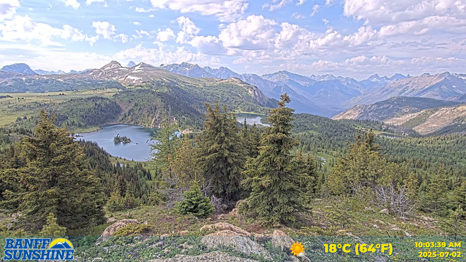 Banff Sunshine Ski Village Rock Isle Lake & Panaromic Rocky Mountain View  Live Cam - Banff, Alberta's Rockies, Alberta, Canada