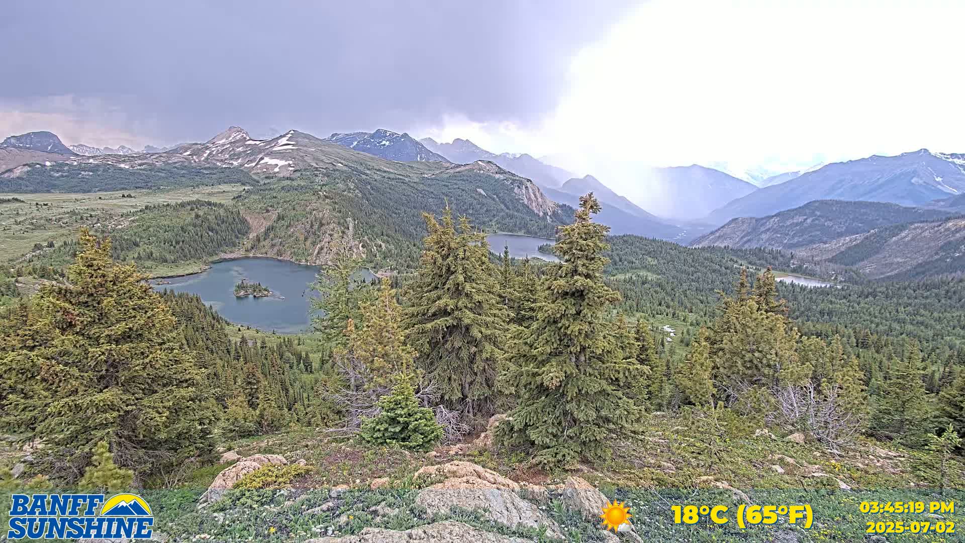 Banff Sunshine Ski Village Rock Isle Lake & Panaromic Rocky Mountain View  Live Cam - Banff, Alberta's Rockies, Alberta, Canada