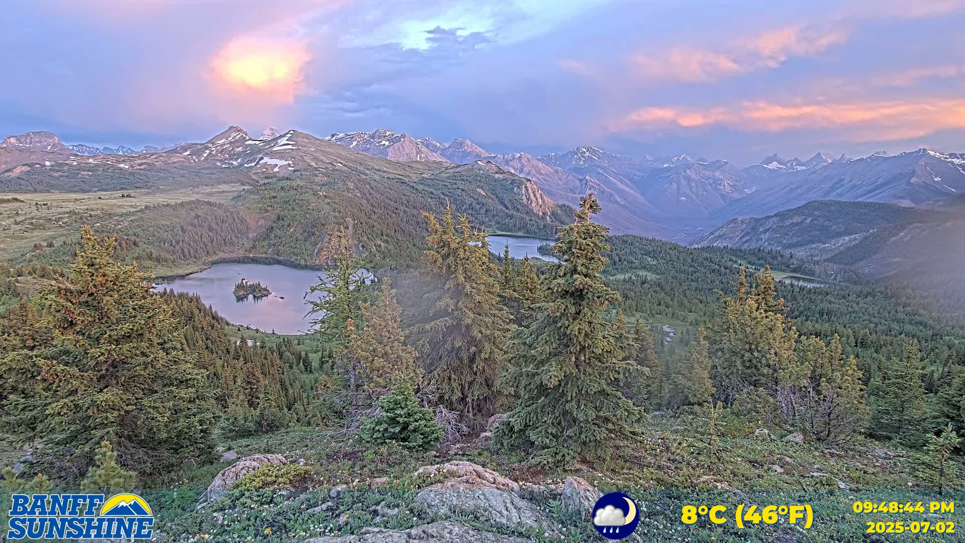 Banff Sunshine Ski Village Rock Isle Lake & Panaromic Rocky Mountain View  Live Cam - Banff, Alberta's Rockies, Alberta, Canada