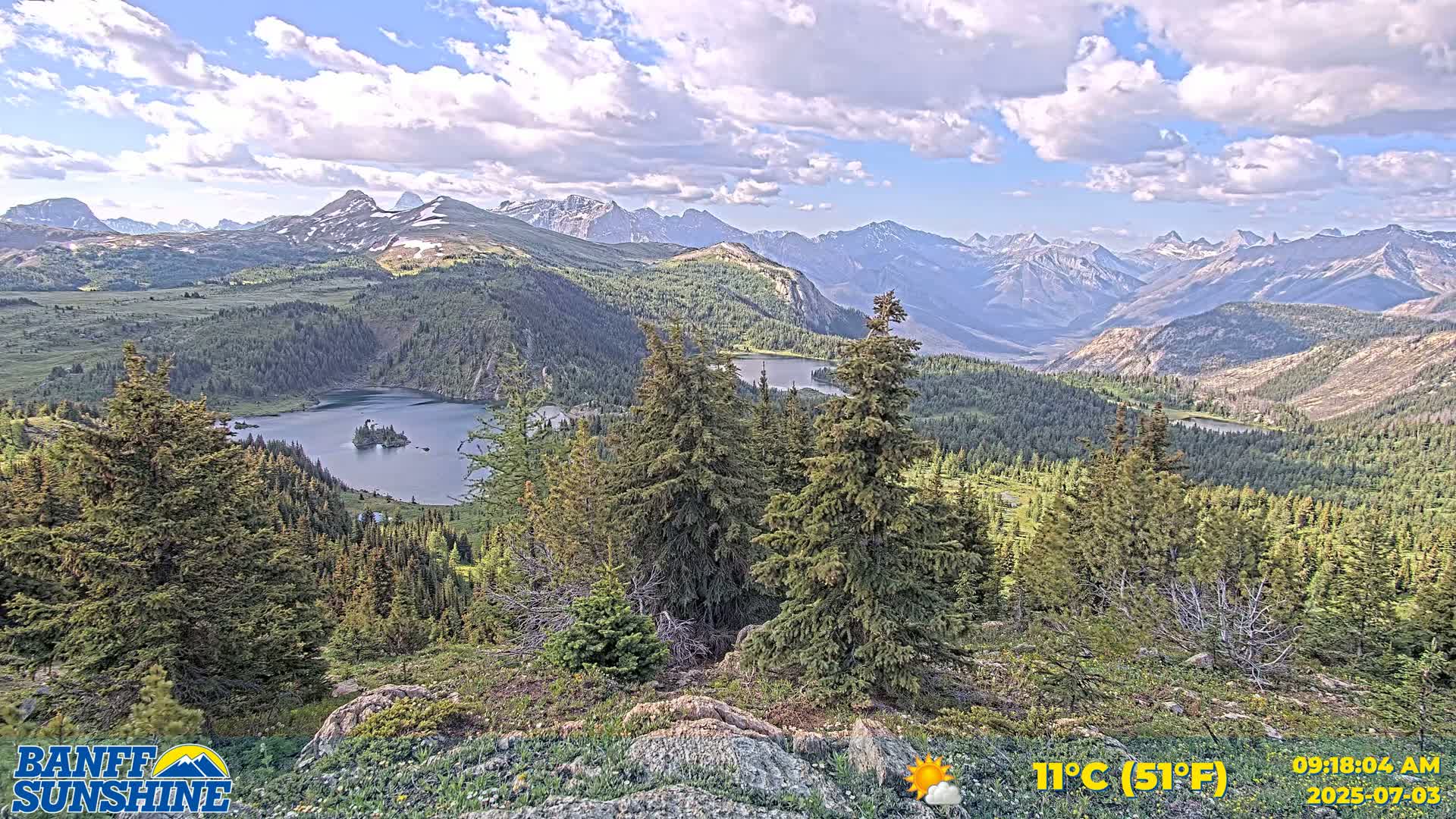 Banff Sunshine Ski Village Rock Isle Lake & Panaromic Rocky Mountain View  Live Cam - Banff, Alberta's Rockies, Alberta, Canada