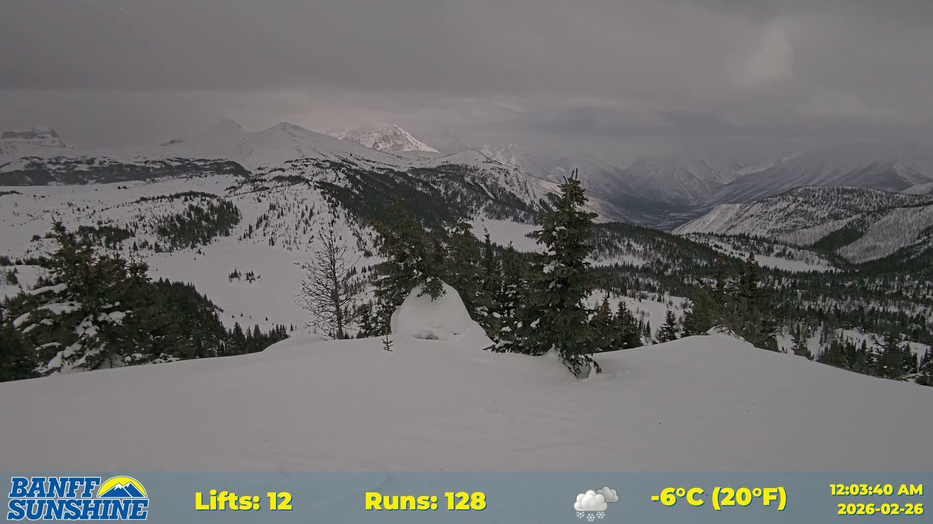 Banff Sunshine Ski Village Rock Isle Lake & Panaromic Rocky Mountain View  Live Cam - Banff, Alberta's Rockies, Alberta, Canada