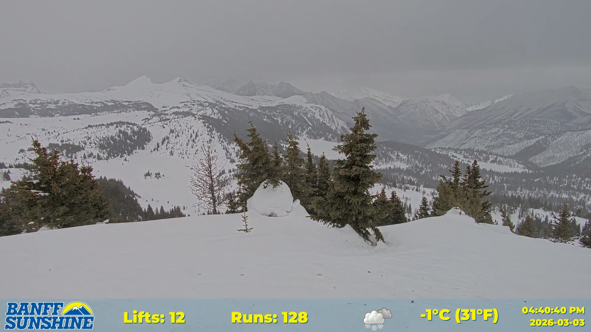 Banff Sunshine Ski Village Rock Isle Lake & Panaromic Rocky Mountain View  Live Cam - Banff, Alberta's Rockies, Alberta, Canada