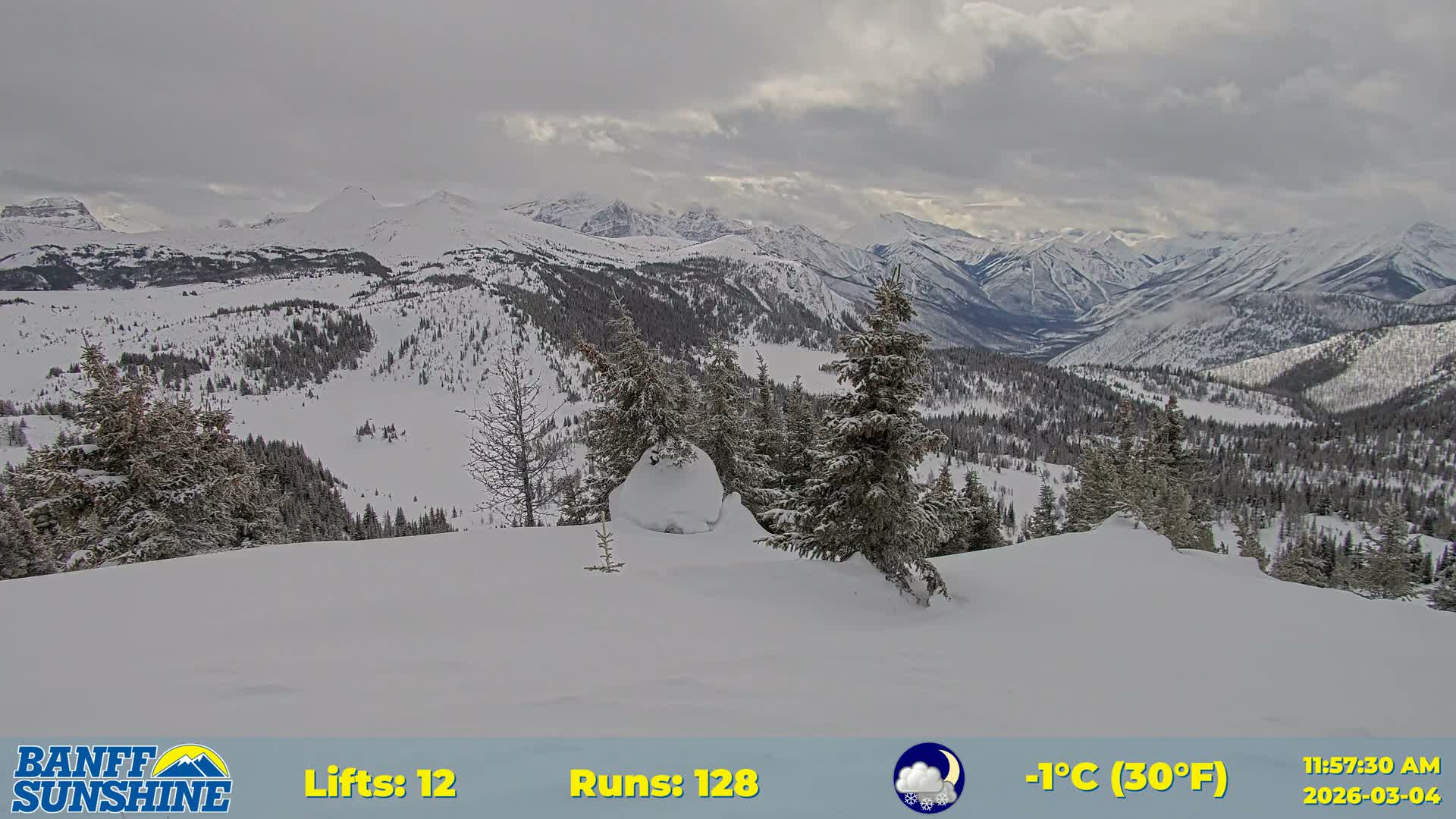 Banff Sunshine Ski Village Rock Isle Lake & Panaromic Rocky Mountain View  Live Cam - Banff, Alberta's Rockies, Alberta, Canada