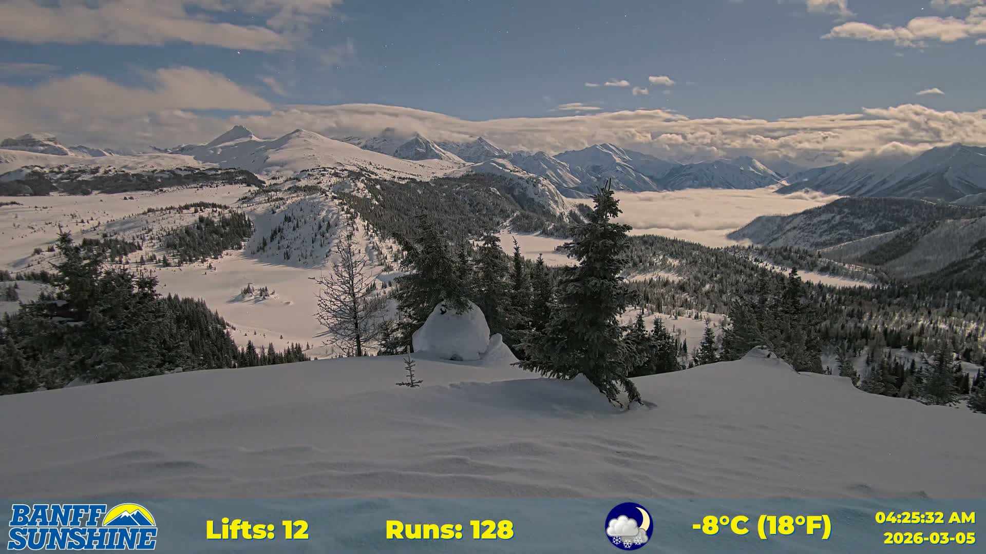 Banff Sunshine Ski Village Rock Isle Lake & Panaromic Rocky Mountain View  Live Cam - Banff, Alberta's Rockies, Alberta, Canada