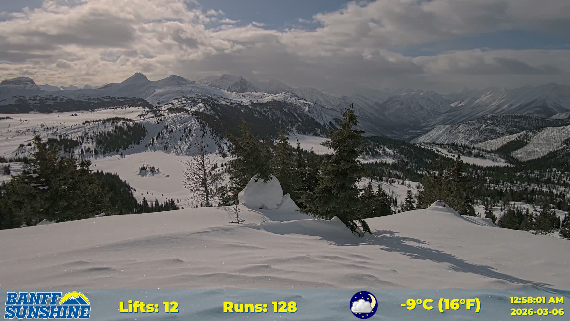 Banff Sunshine Ski Village Rock Isle Lake & Panaromic Rocky Mountain View  Live Cam - Banff, Alberta's Rockies, Alberta, Canada