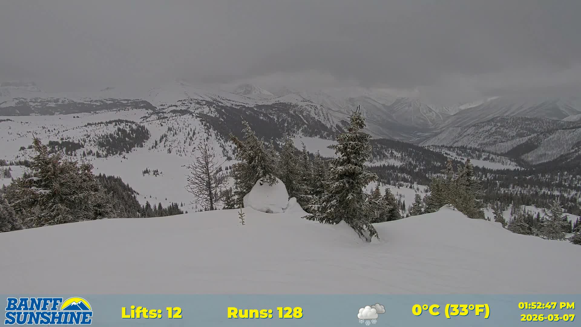 Banff Sunshine Ski Village Rock Isle Lake & Panaromic Rocky Mountain View  Live Cam - Banff, Alberta's Rockies, Alberta, Canada