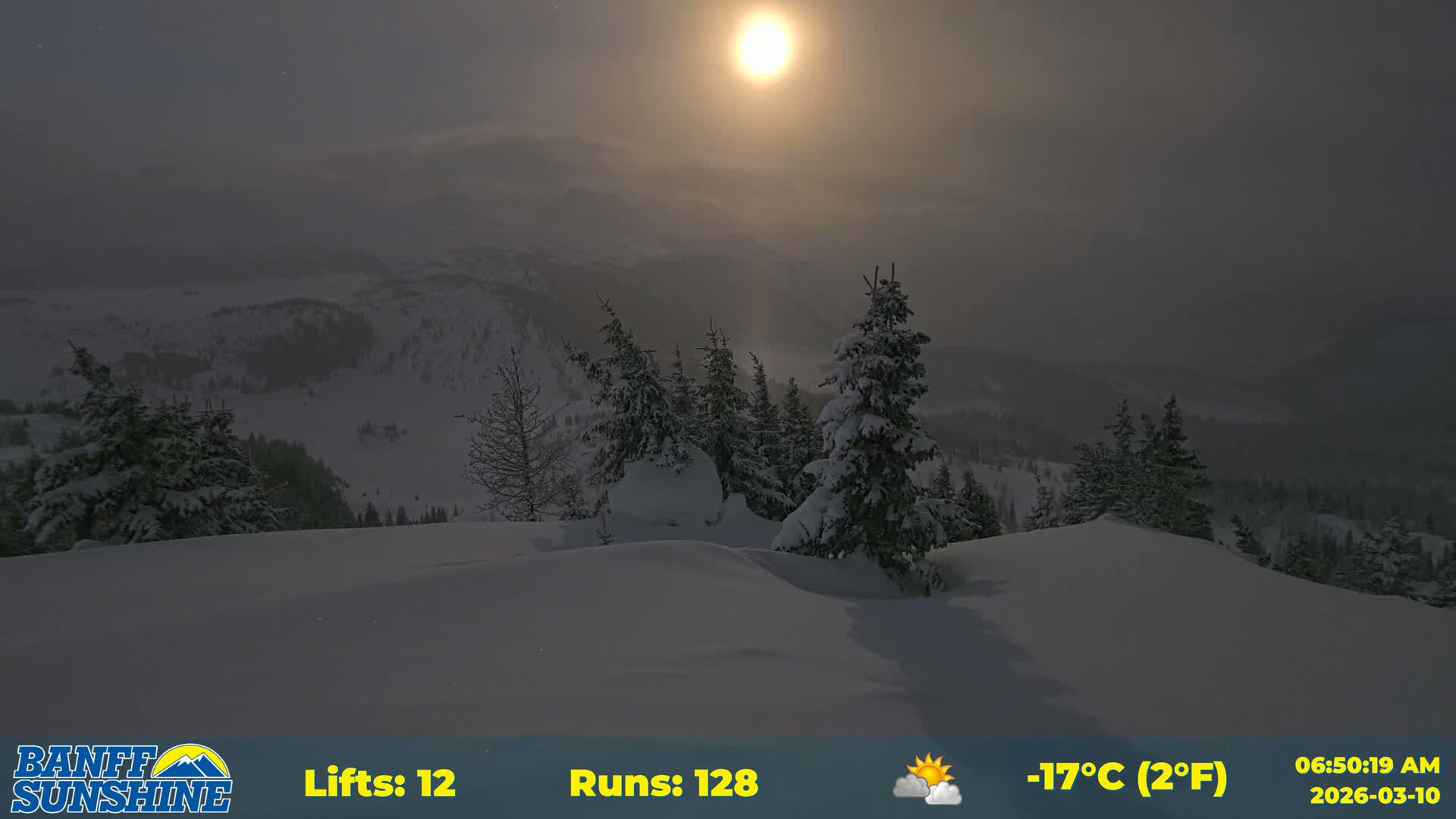 Banff Sunshine Ski Village Rock Isle Lake & Panaromic Rocky Mountain View  Live Cam - Banff, Alberta's Rockies, Alberta, Canada