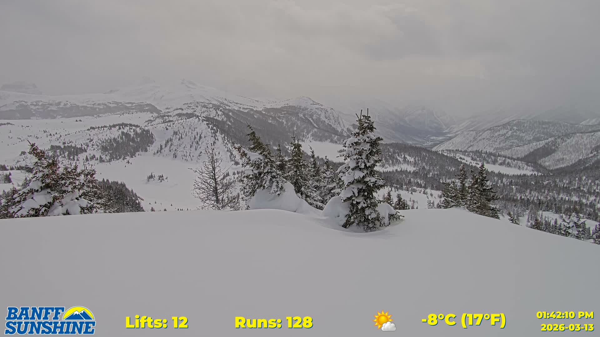 Banff Sunshine Ski Village Rock Isle Lake & Panaromic Rocky Mountain View  Live Cam - Banff, Alberta's Rockies, Alberta, Canada