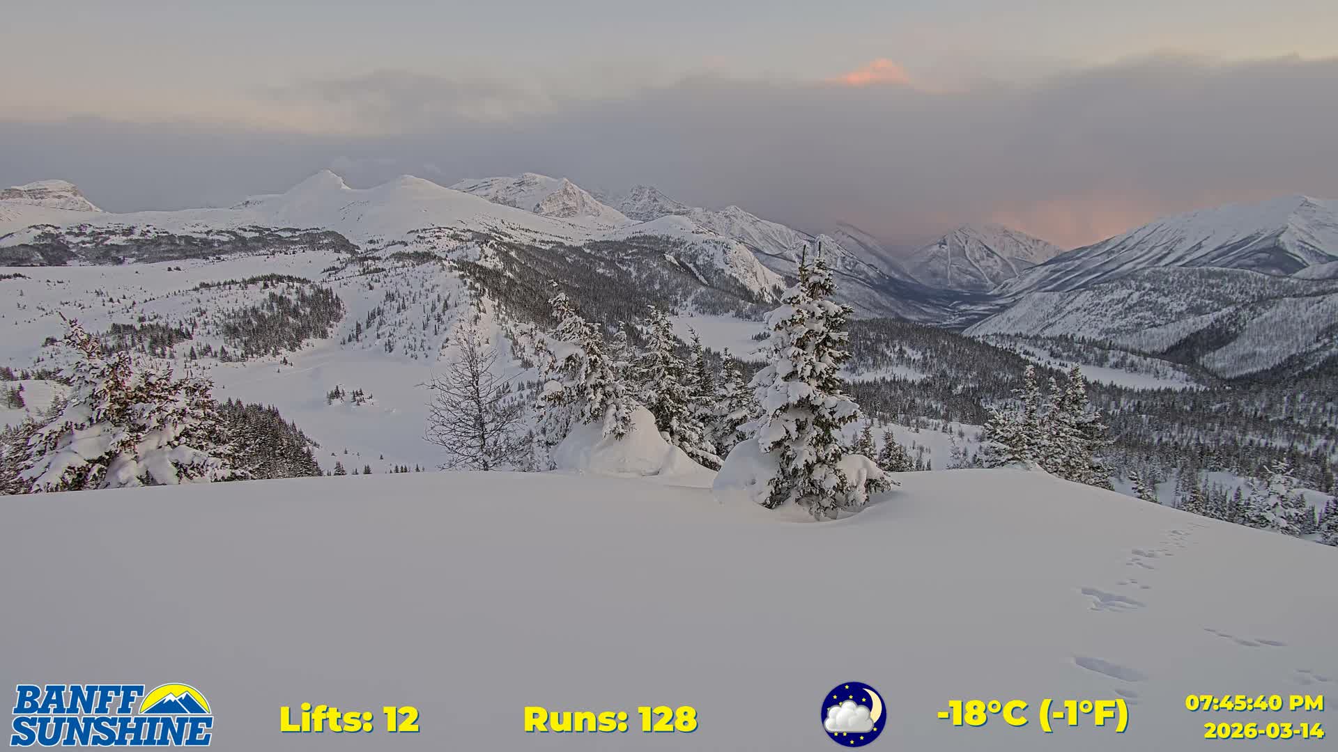 Banff Sunshine Ski Village Rock Isle Lake & Panaromic Rocky Mountain View  Live Cam - Banff, Alberta's Rockies, Alberta, Canada
