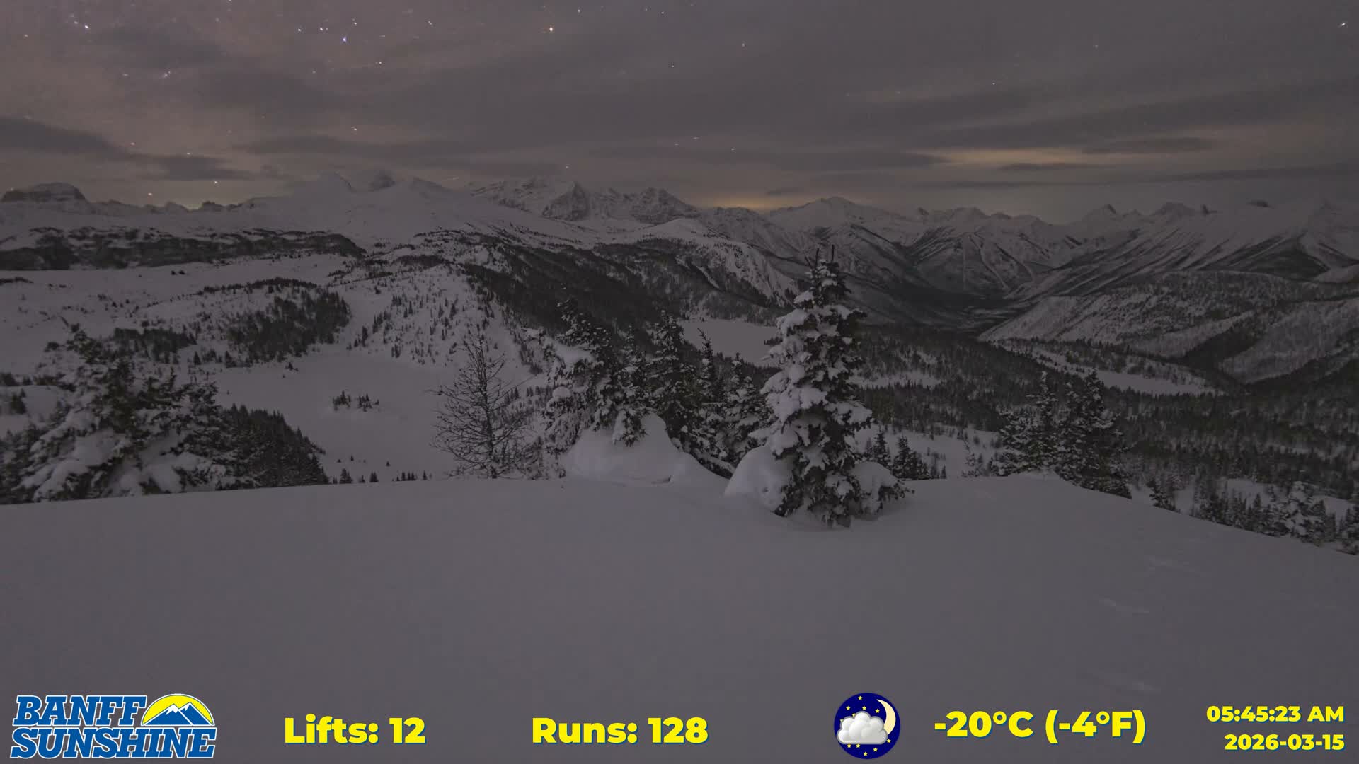 Banff Sunshine Ski Village Rock Isle Lake & Panaromic Rocky Mountain View  Live Cam - Banff, Alberta's Rockies, Alberta, Canada