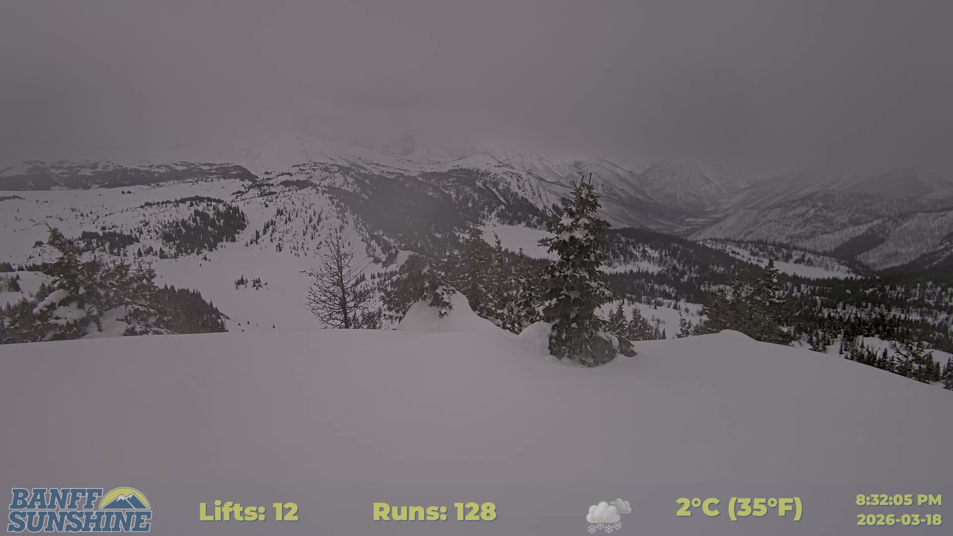 Banff Sunshine Ski Village Rock Isle Lake & Panaromic Rocky Mountain View  Live Cam - Banff, Alberta's Rockies, Alberta, Canada