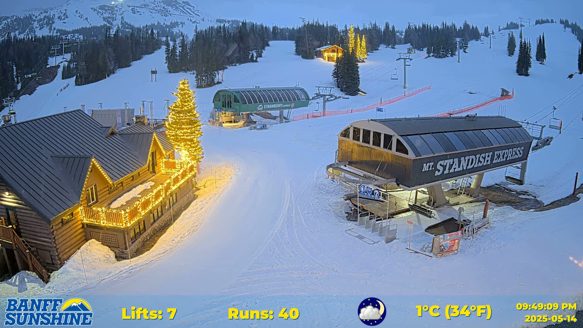 Banff, Sunshine Ski Village Mountain Lodge &  Ski Lifts Live Cam - Banff, Alberta's Rockies, Alberta, Canada