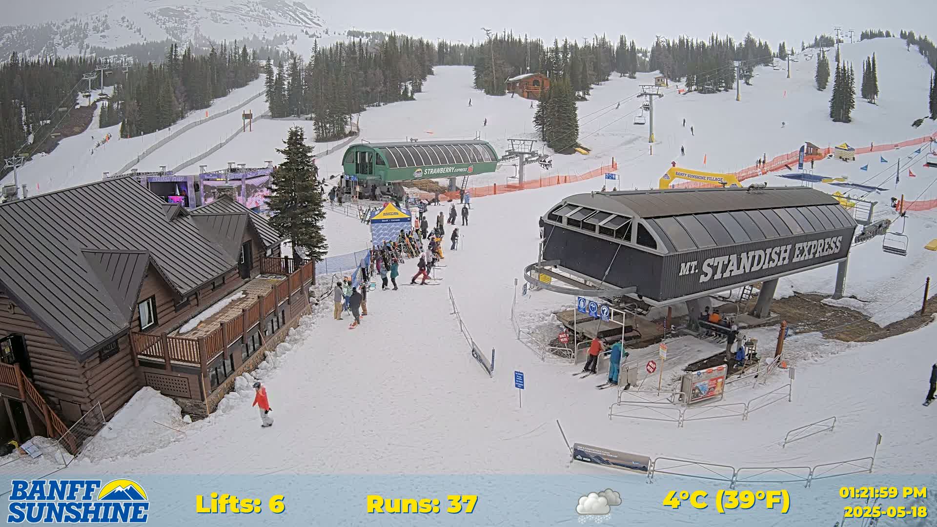 Banff, Sunshine Ski Village Mountain Lodge &  Ski Lifts Live Cam - Banff, Alberta's Rockies, Alberta, Canada