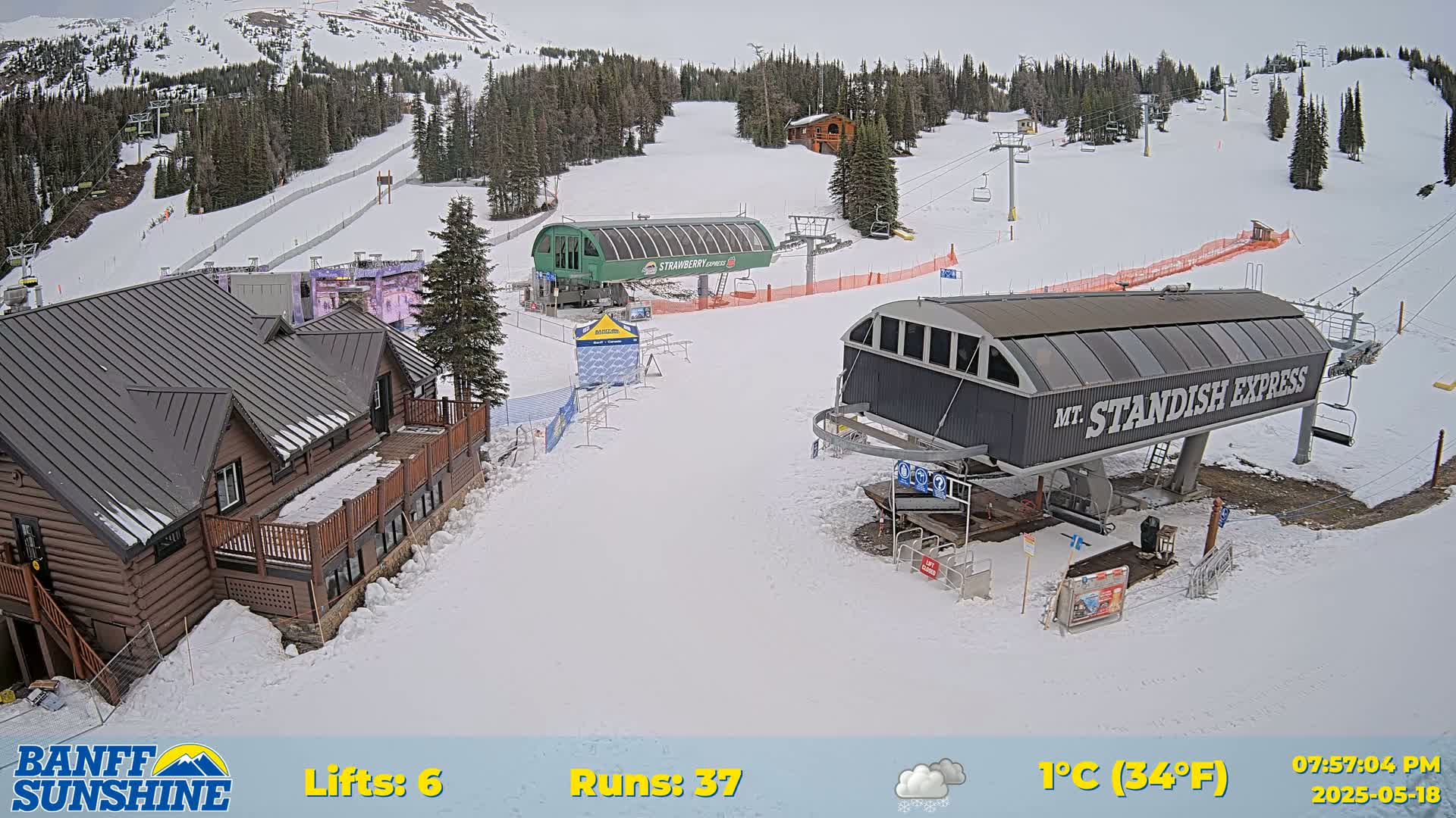 Banff, Sunshine Ski Village Mountain Lodge &  Ski Lifts Live Cam - Banff, Alberta's Rockies, Alberta, Canada