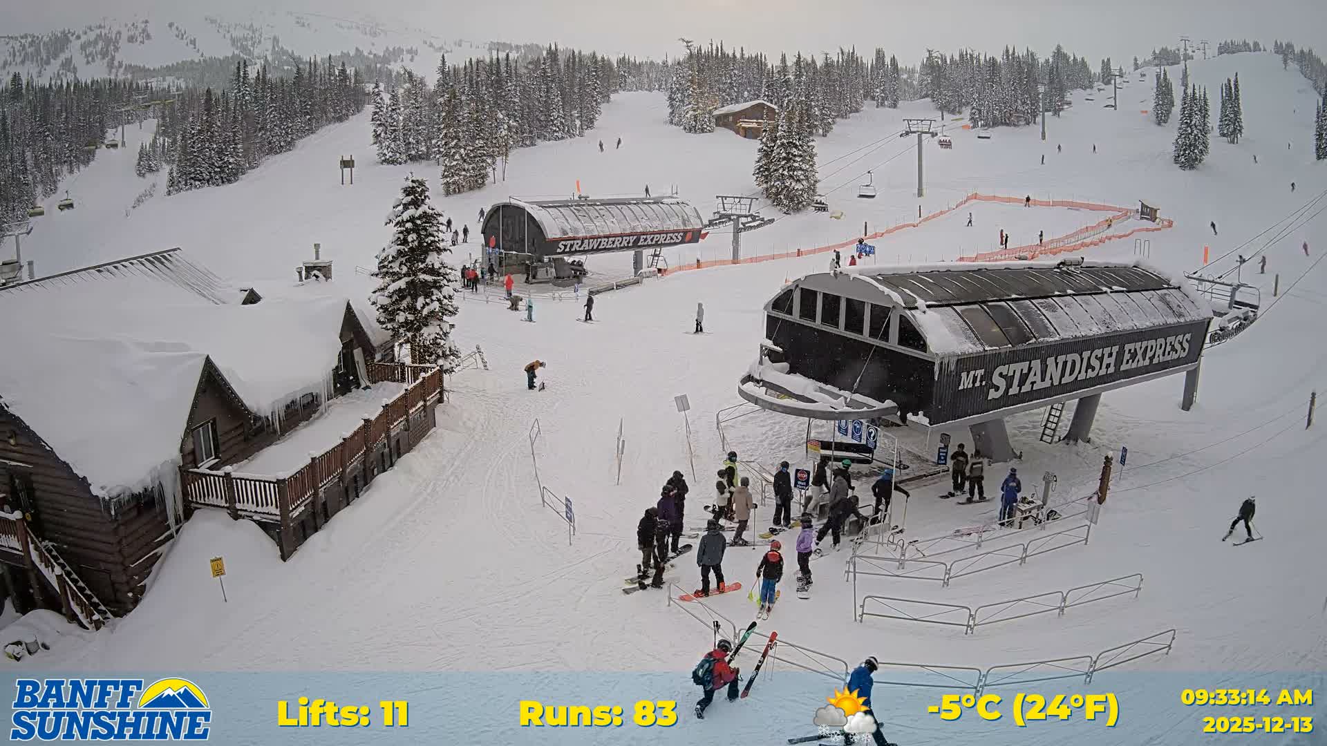 Banff, Sunshine Ski Village Mountain Lodge &  Ski Lifts Live Cam - Banff, Alberta's Rockies, Alberta, Canada