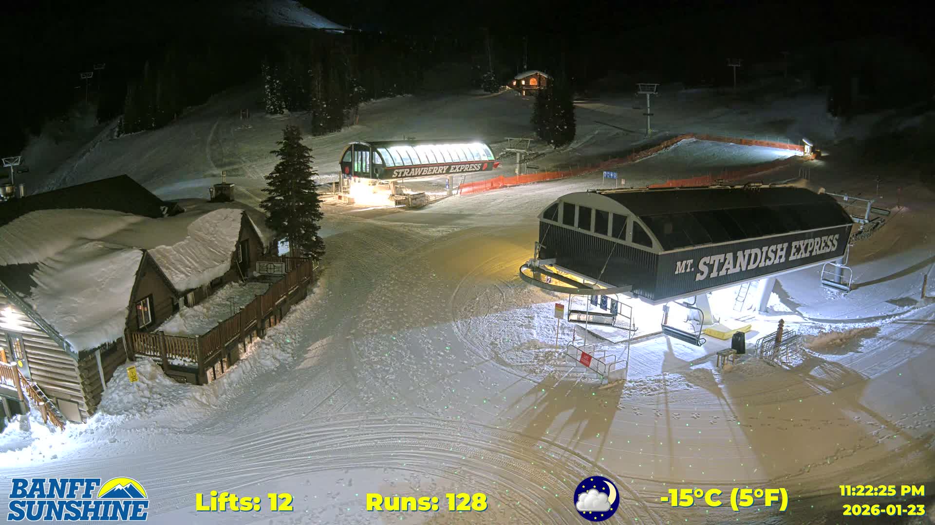 Banff, Sunshine Ski Village Mountain Lodge &  Ski Lifts Live Cam - Banff, Alberta's Rockies, Alberta, Canada