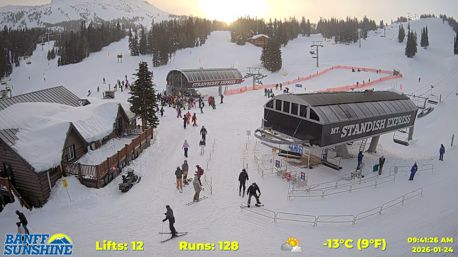 Banff, Sunshine Ski Village Mountain Lodge &  Ski Lifts Live Cam - Banff, Alberta's Rockies, Alberta, Canada