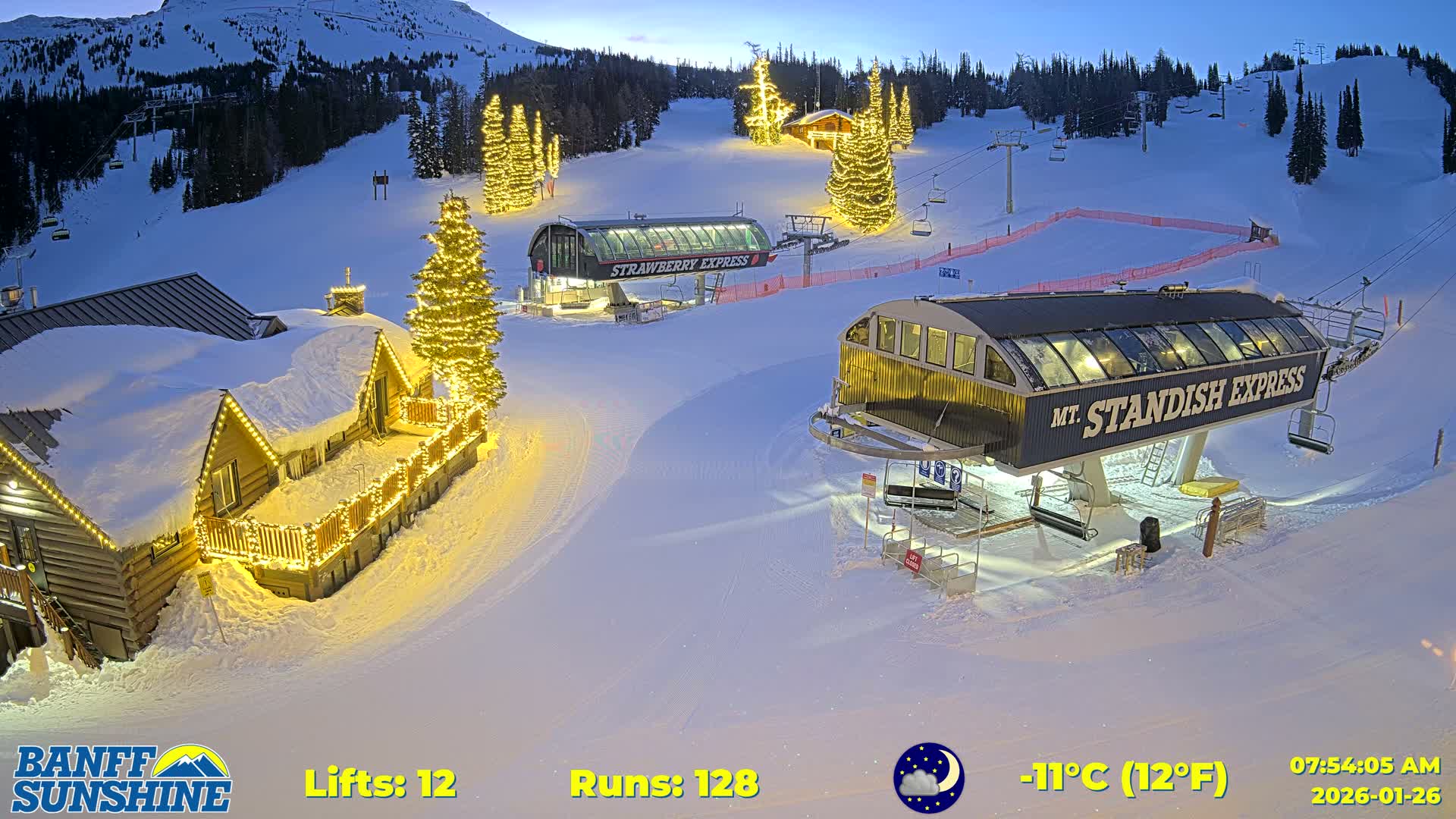 Banff, Sunshine Ski Village Mountain Lodge &  Ski Lifts Live Cam - Banff, Alberta's Rockies, Alberta, Canada
