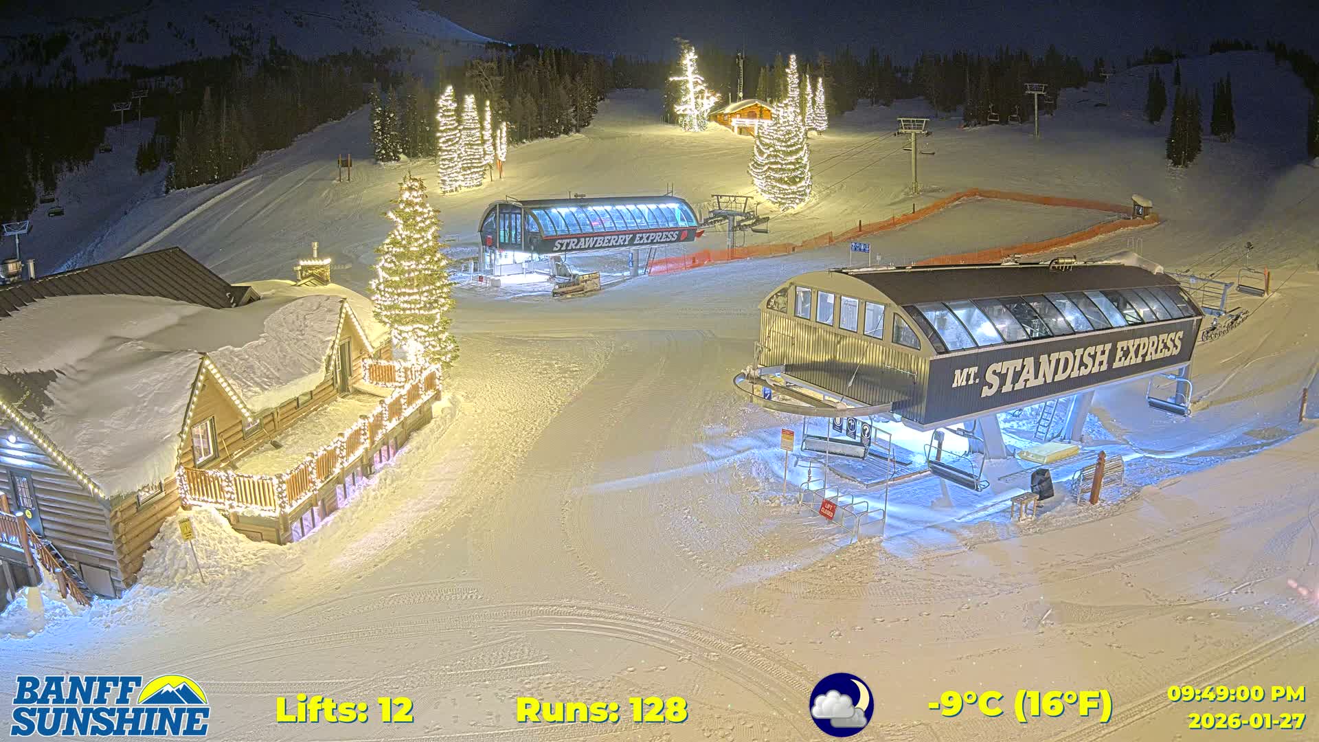 Banff, Sunshine Ski Village Mountain Lodge &  Ski Lifts Live Cam - Banff, Alberta's Rockies, Alberta, Canada