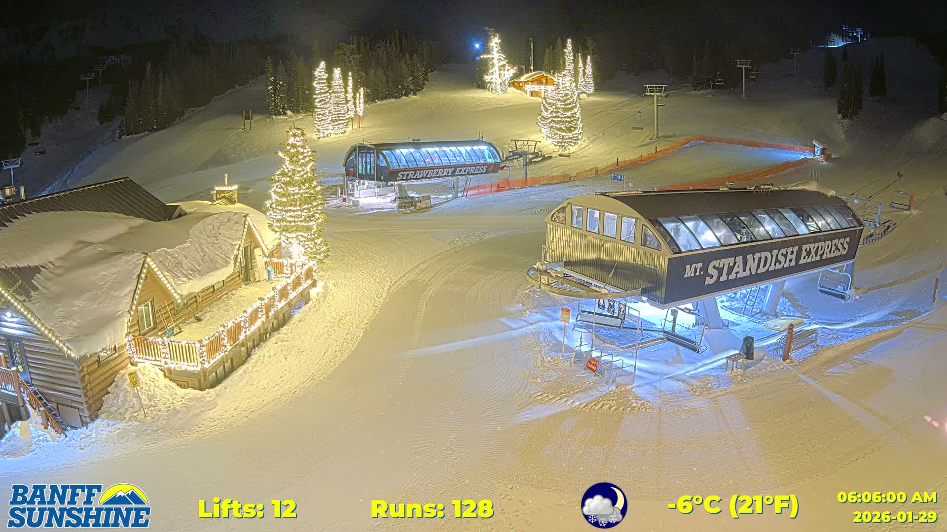 Banff, Sunshine Ski Village Mountain Lodge &  Ski Lifts Live Cam - Banff, Alberta's Rockies, Alberta, Canada