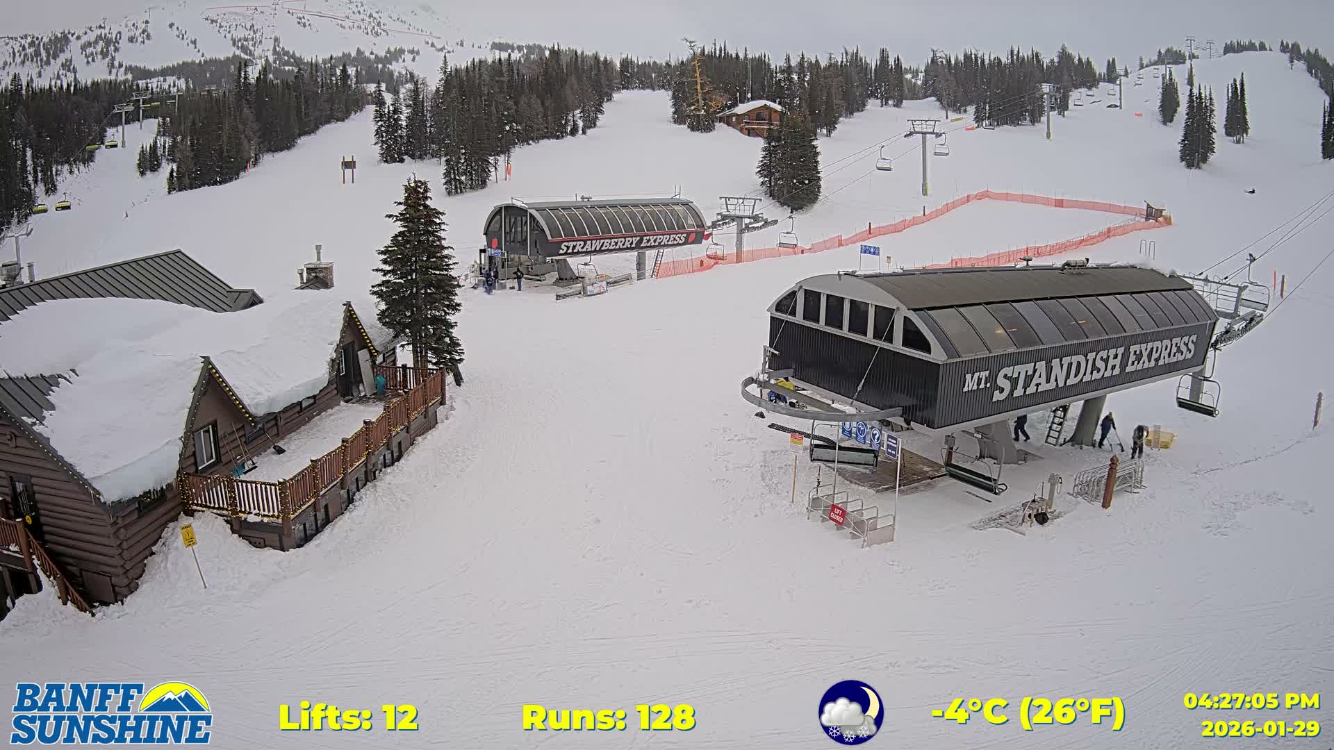 Banff, Sunshine Ski Village Mountain Lodge &  Ski Lifts Live Cam - Banff, Alberta's Rockies, Alberta, Canada
