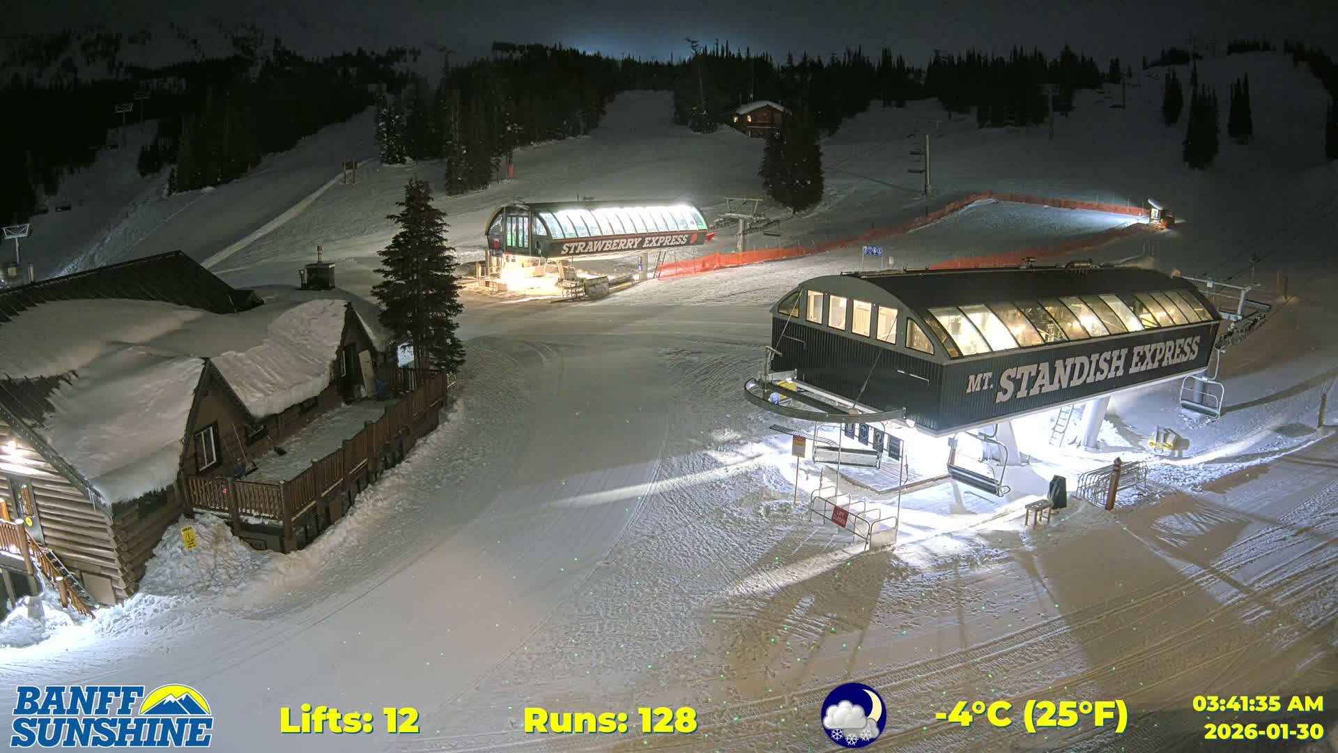 Banff, Sunshine Ski Village Mountain Lodge &  Ski Lifts Live Cam - Banff, Alberta's Rockies, Alberta, Canada
