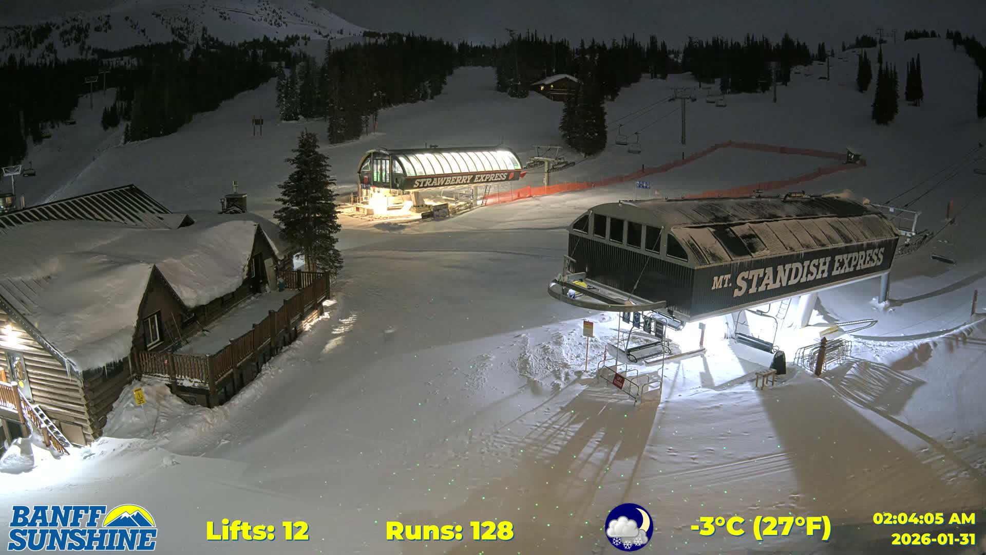 Banff, Sunshine Ski Village Mountain Lodge &  Ski Lifts Live Cam - Banff, Alberta's Rockies, Alberta, Canada