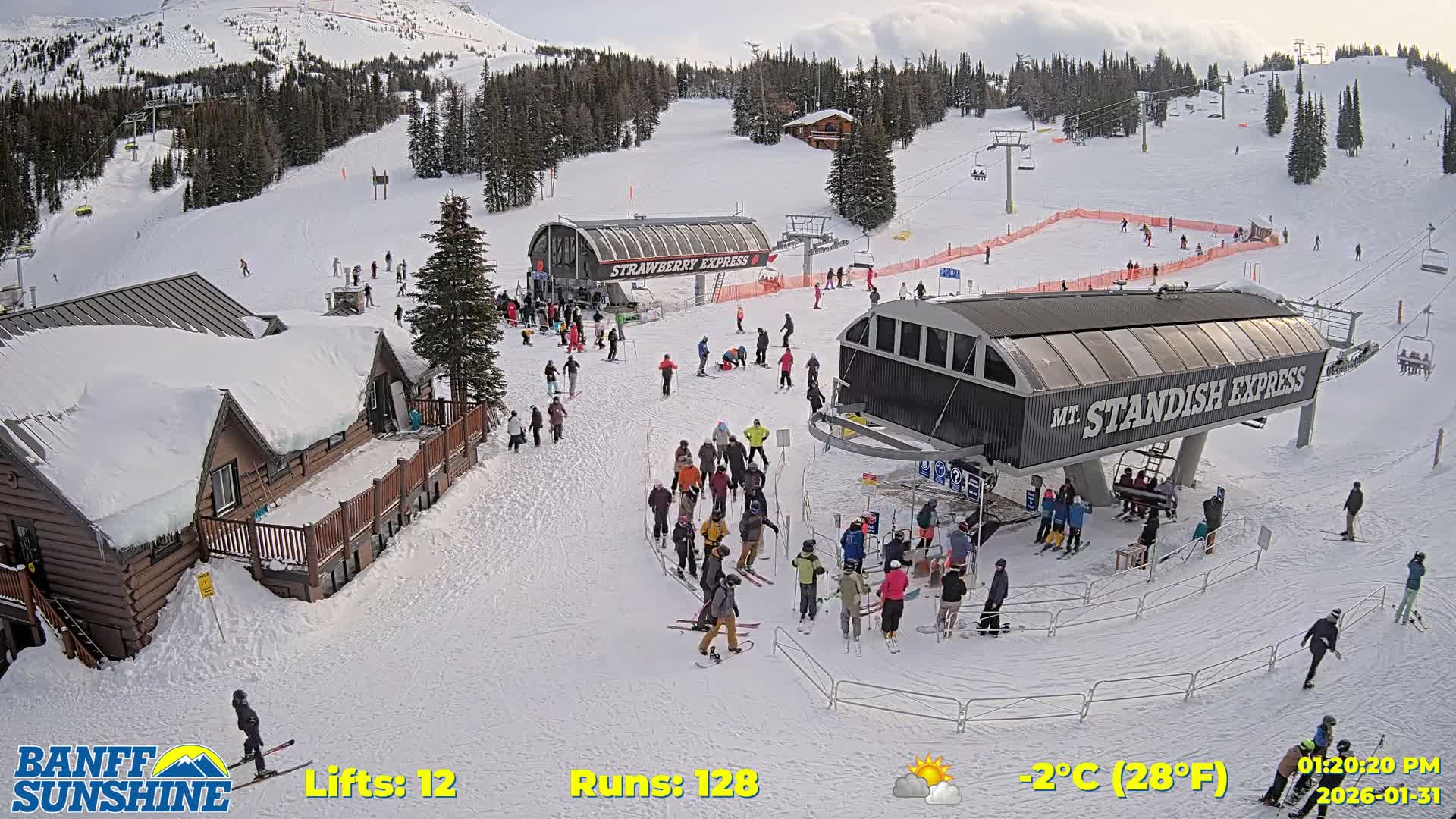Banff, Sunshine Ski Village Mountain Lodge &  Ski Lifts Live Cam - Banff, Alberta's Rockies, Alberta, Canada