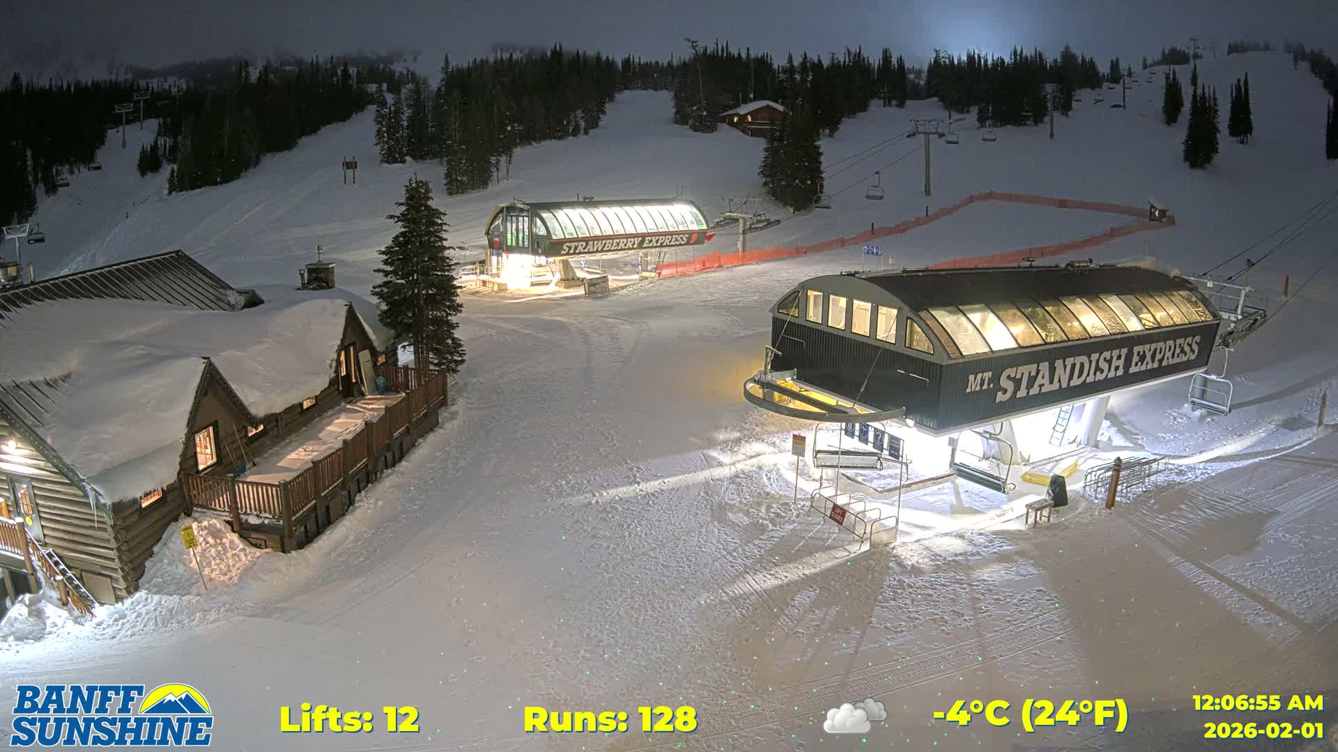 Banff, Sunshine Ski Village Mountain Lodge &  Ski Lifts Live Cam - Banff, Alberta's Rockies, Alberta, Canada