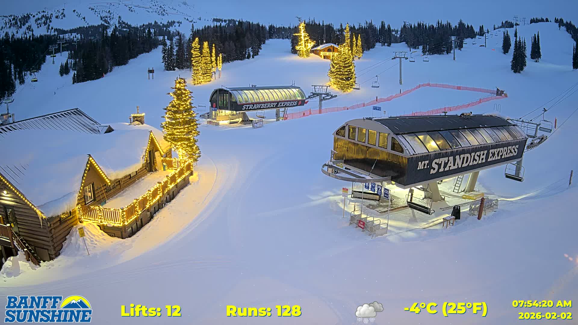 Banff, Sunshine Ski Village Mountain Lodge &  Ski Lifts Live Cam - Banff, Alberta's Rockies, Alberta, Canada