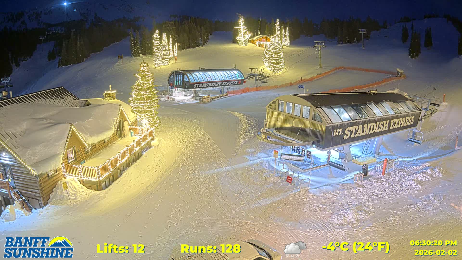Banff, Sunshine Ski Village Mountain Lodge &  Ski Lifts Live Cam - Banff, Alberta's Rockies, Alberta, Canada