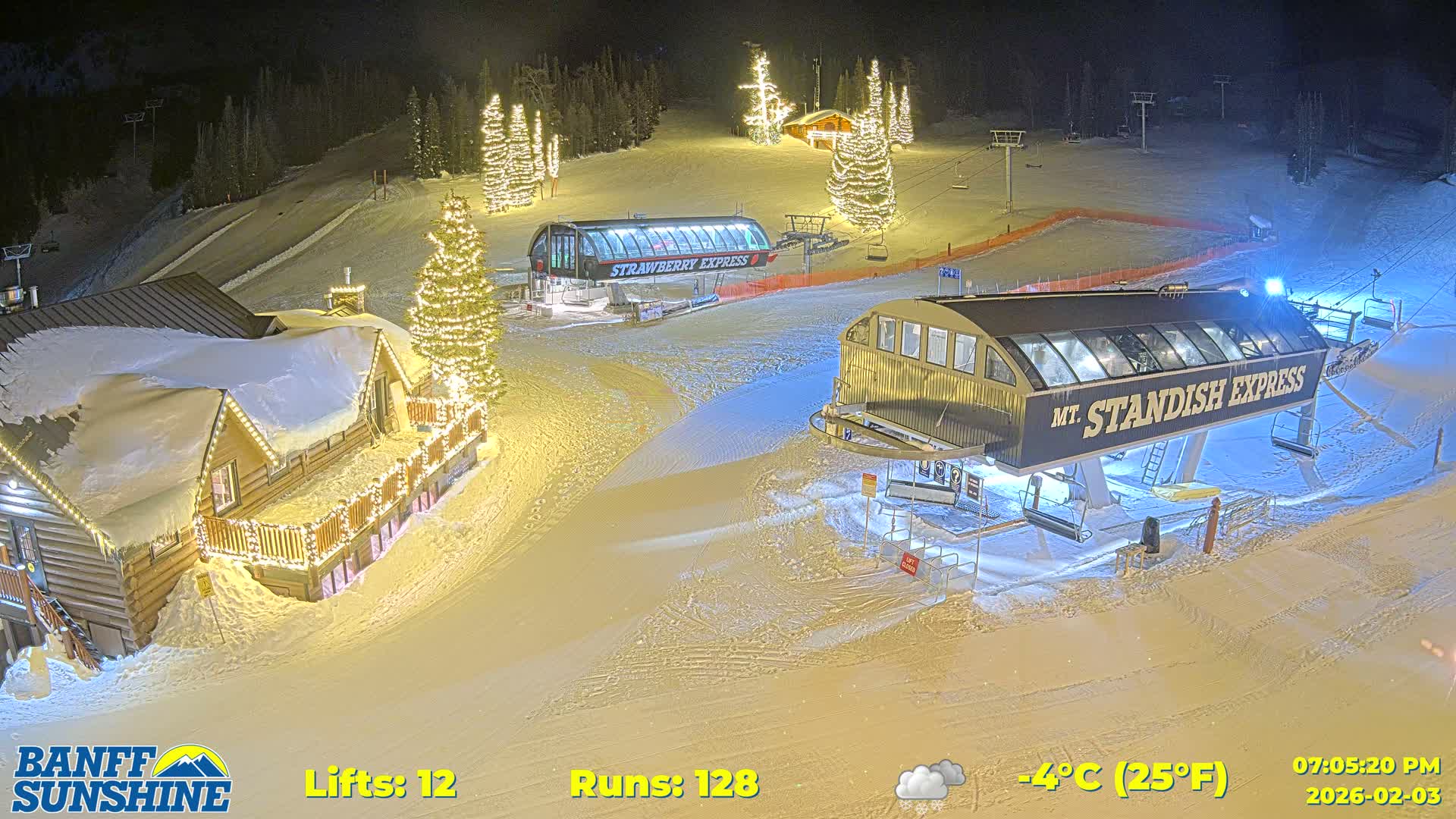Banff, Sunshine Ski Village Mountain Lodge &  Ski Lifts Live Cam - Banff, Alberta's Rockies, Alberta, Canada