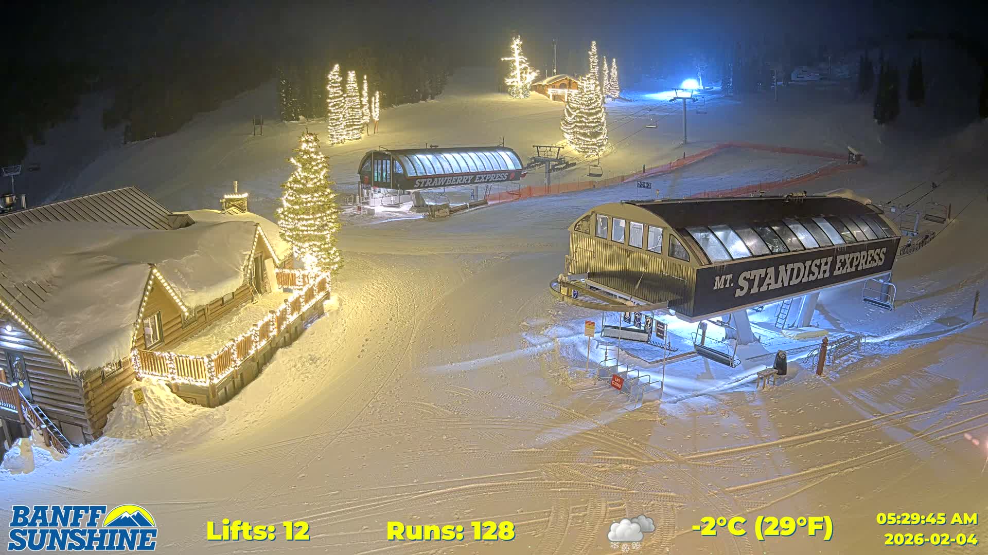 Banff, Sunshine Ski Village Mountain Lodge &  Ski Lifts Live Cam - Banff, Alberta's Rockies, Alberta, Canada