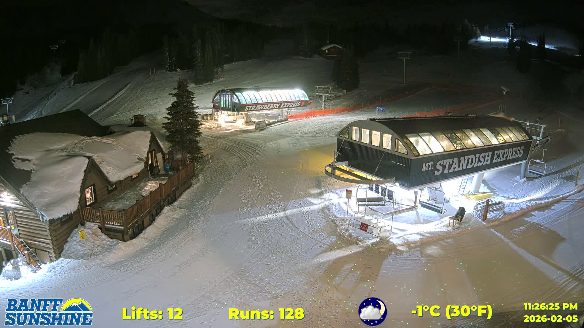 Banff, Sunshine Ski Village Mountain Lodge &  Ski Lifts Live Cam - Banff, Alberta's Rockies, Alberta, Canada