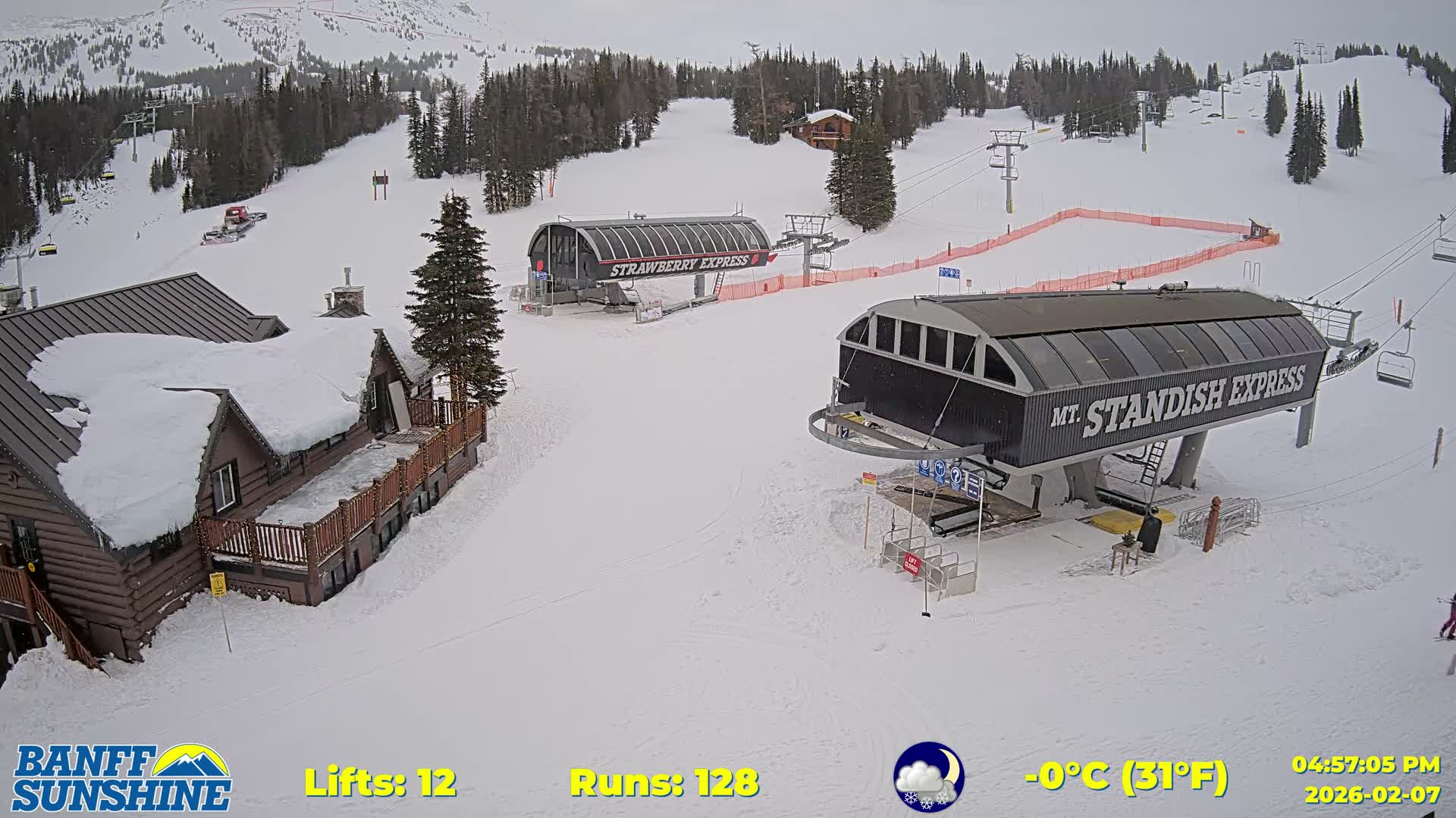 Banff, Sunshine Ski Village Mountain Lodge &  Ski Lifts Live Cam - Banff, Alberta's Rockies, Alberta, Canada