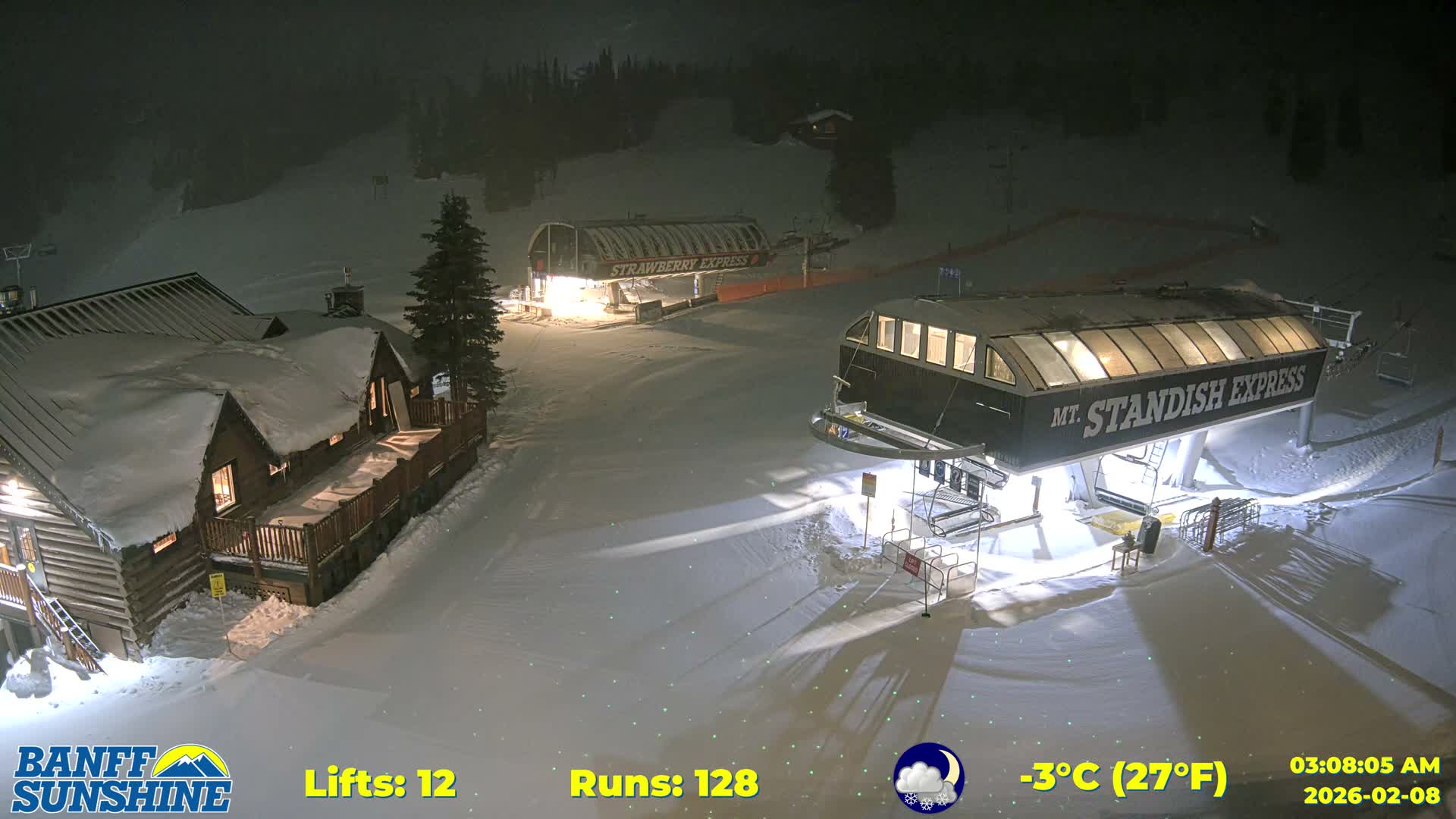 Banff, Sunshine Ski Village Mountain Lodge &  Ski Lifts Live Cam - Banff, Alberta's Rockies, Alberta, Canada
