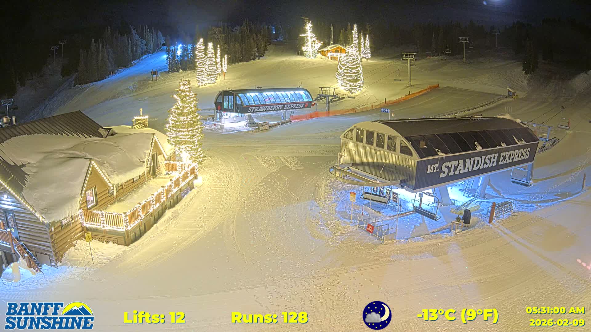 Banff, Sunshine Ski Village Mountain Lodge &  Ski Lifts Live Cam - Banff, Alberta's Rockies, Alberta, Canada