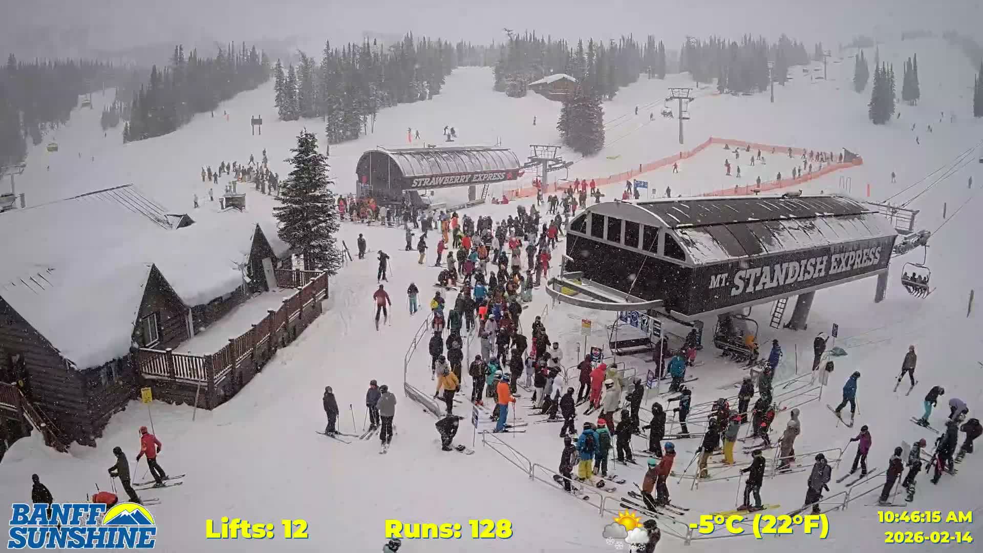 Banff, Sunshine Ski Village Mountain Lodge &  Ski Lifts Live Cam - Banff, Alberta's Rockies, Alberta, Canada