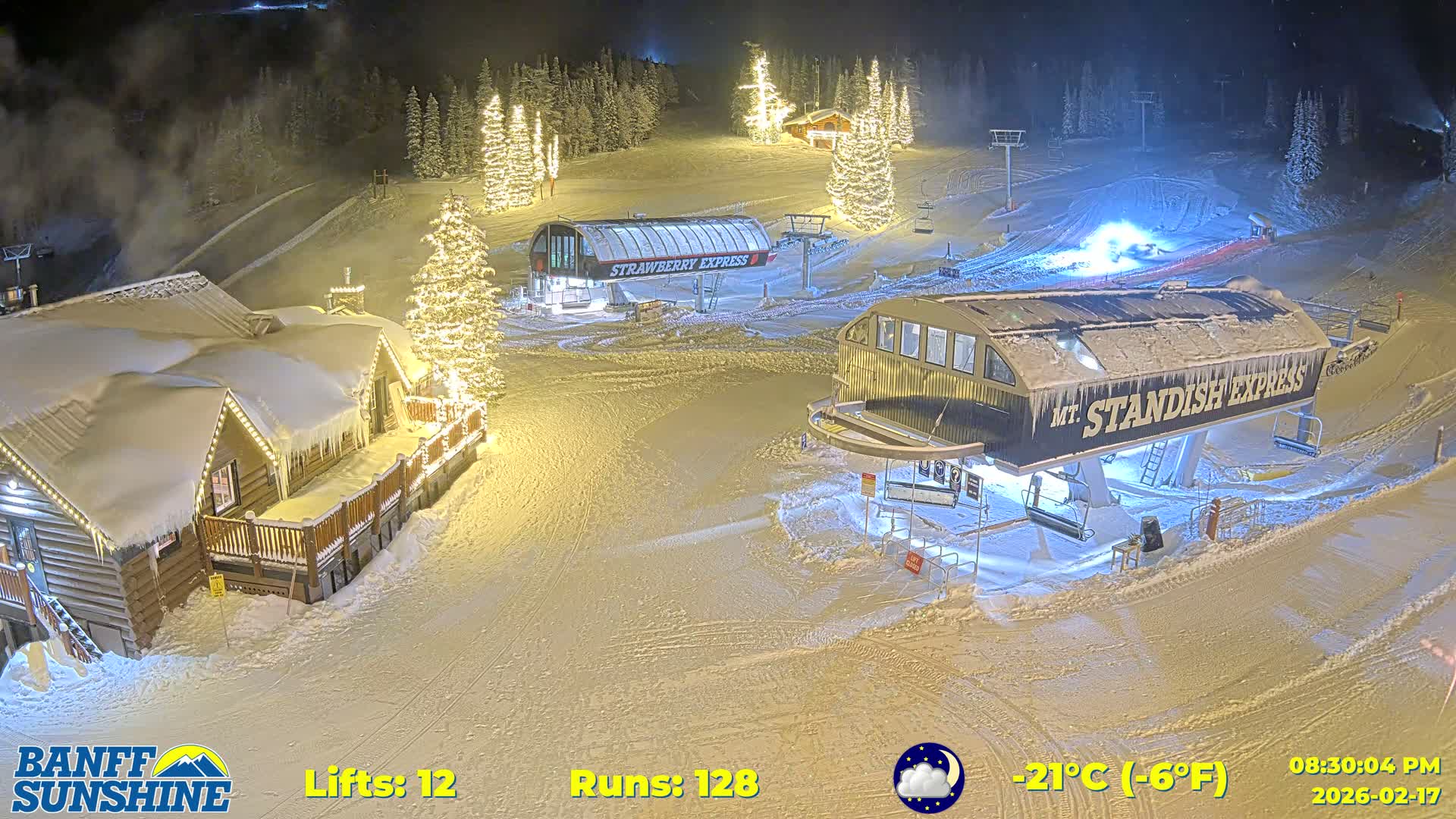Banff, Sunshine Ski Village Mountain Lodge &  Ski Lifts Live Cam - Banff, Alberta's Rockies, Alberta, Canada