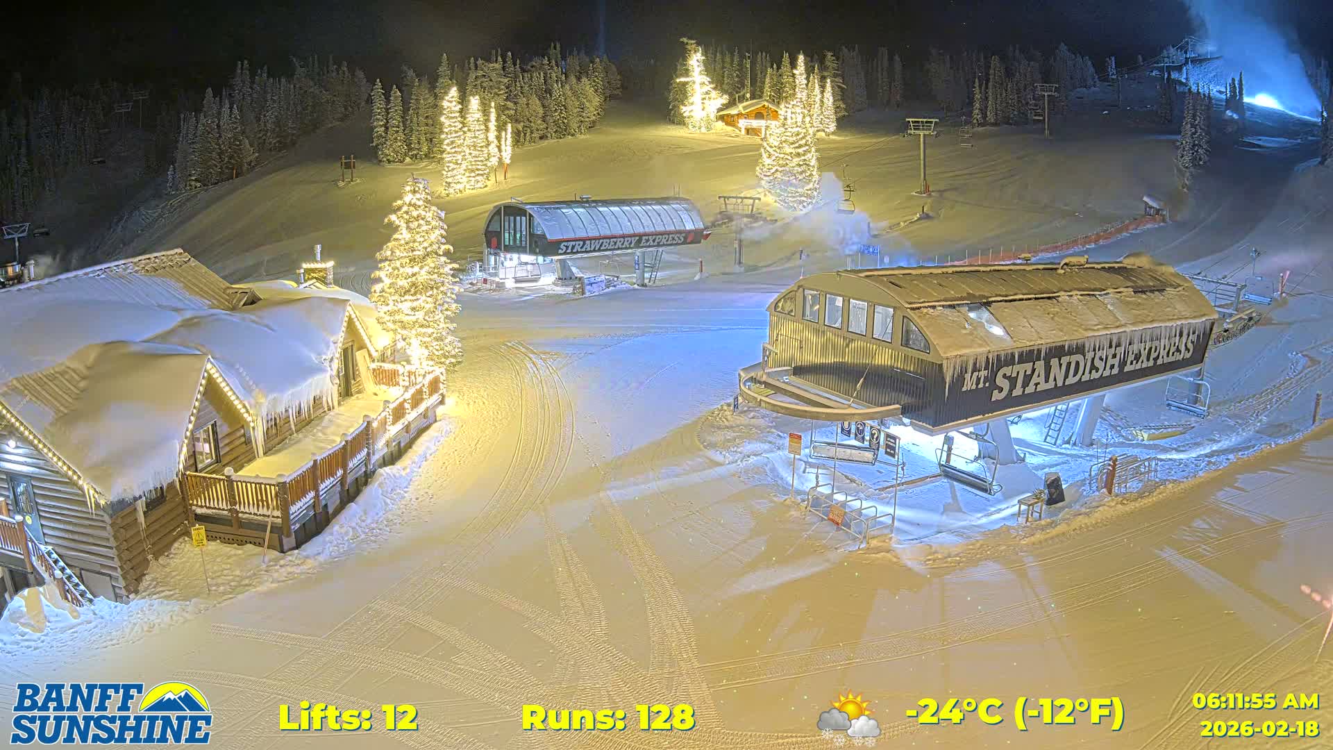 Banff, Sunshine Ski Village Mountain Lodge &  Ski Lifts Live Cam - Banff, Alberta's Rockies, Alberta, Canada