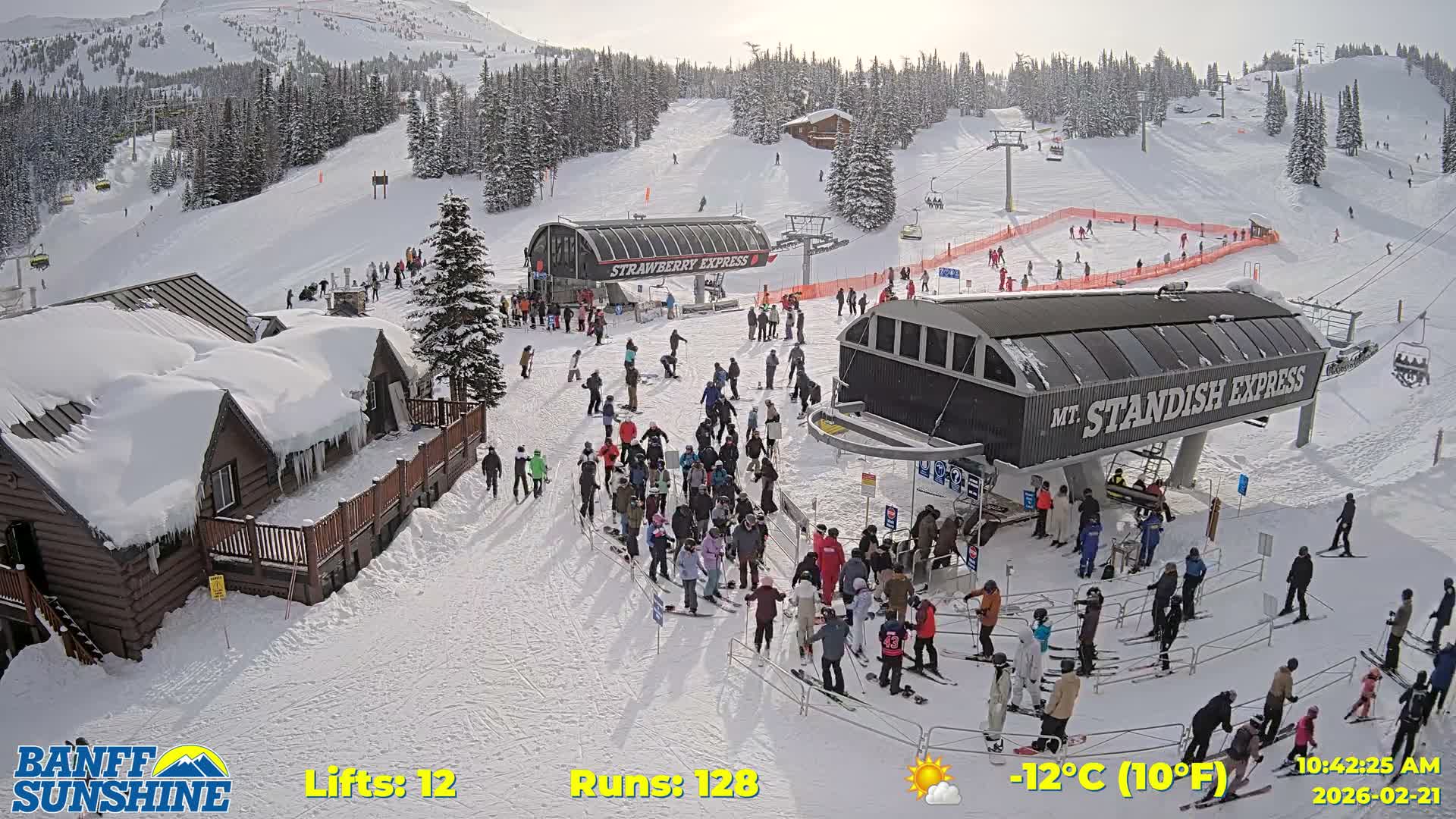Banff, Sunshine Ski Village Mountain Lodge &  Ski Lifts Live Cam - Banff, Alberta's Rockies, Alberta, Canada