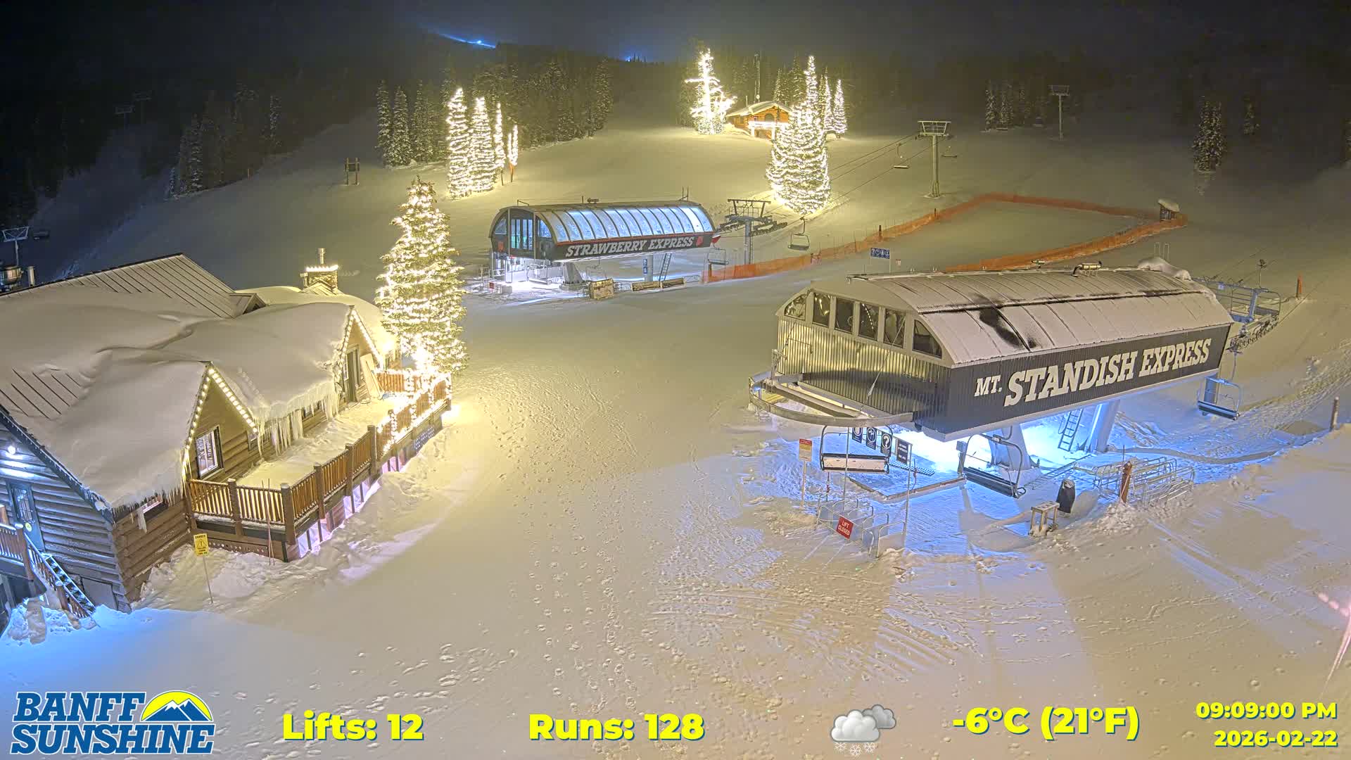 Banff, Sunshine Ski Village Mountain Lodge &  Ski Lifts Live Cam - Banff, Alberta's Rockies, Alberta, Canada