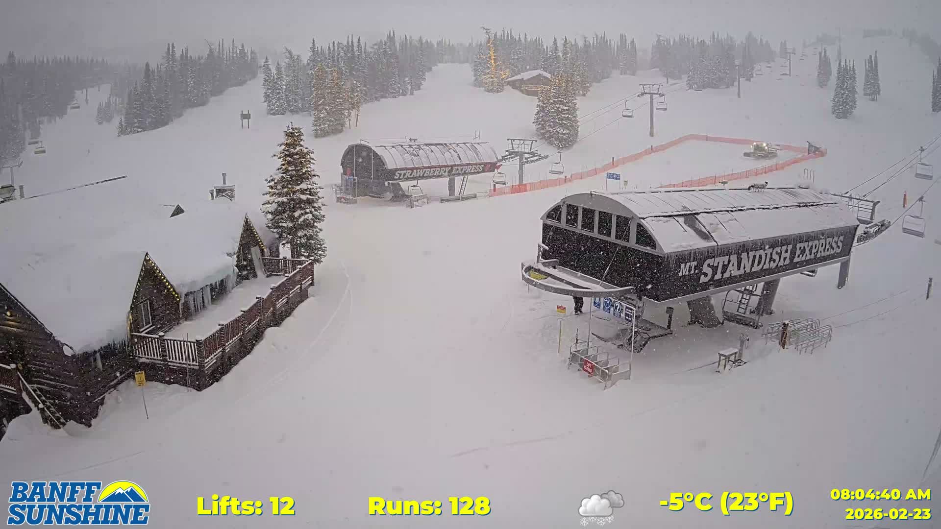 Banff, Sunshine Ski Village Mountain Lodge &  Ski Lifts Live Cam - Banff, Alberta's Rockies, Alberta, Canada