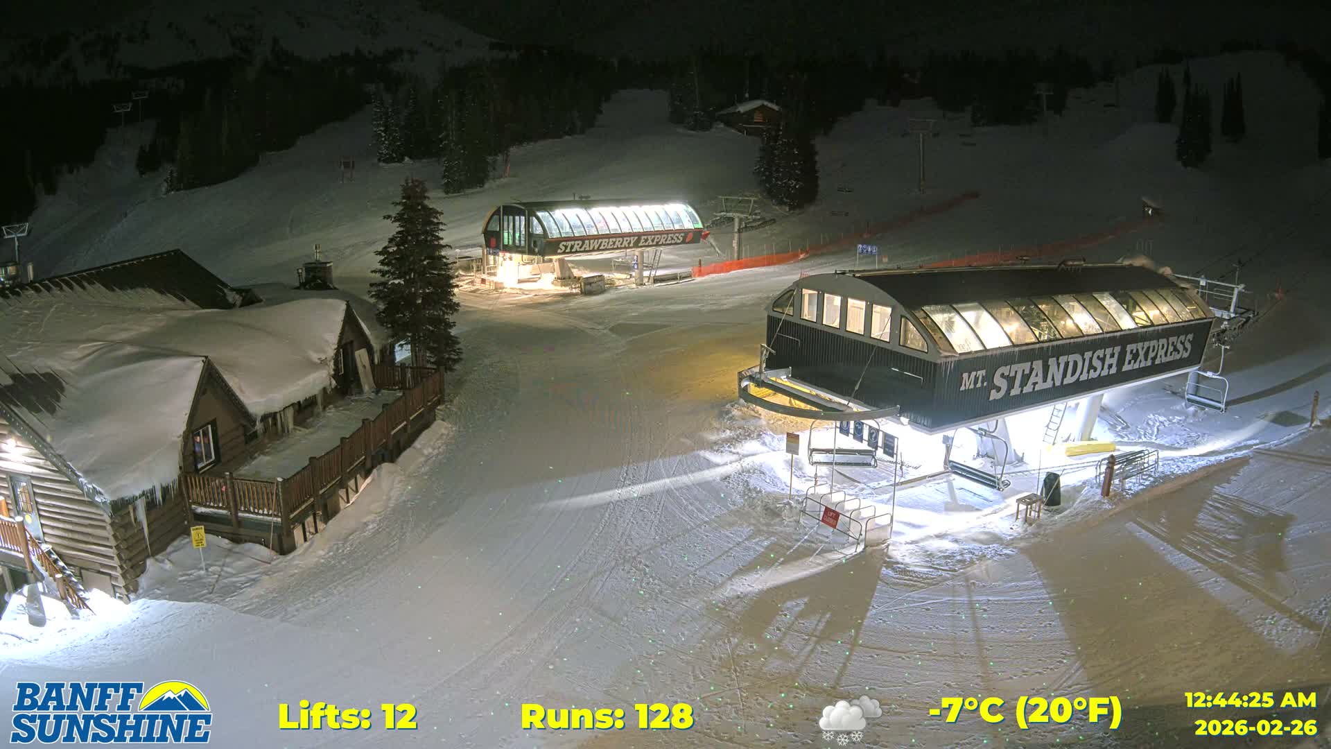 Banff, Sunshine Ski Village Mountain Lodge &  Ski Lifts Live Cam - Banff, Alberta's Rockies, Alberta, Canada