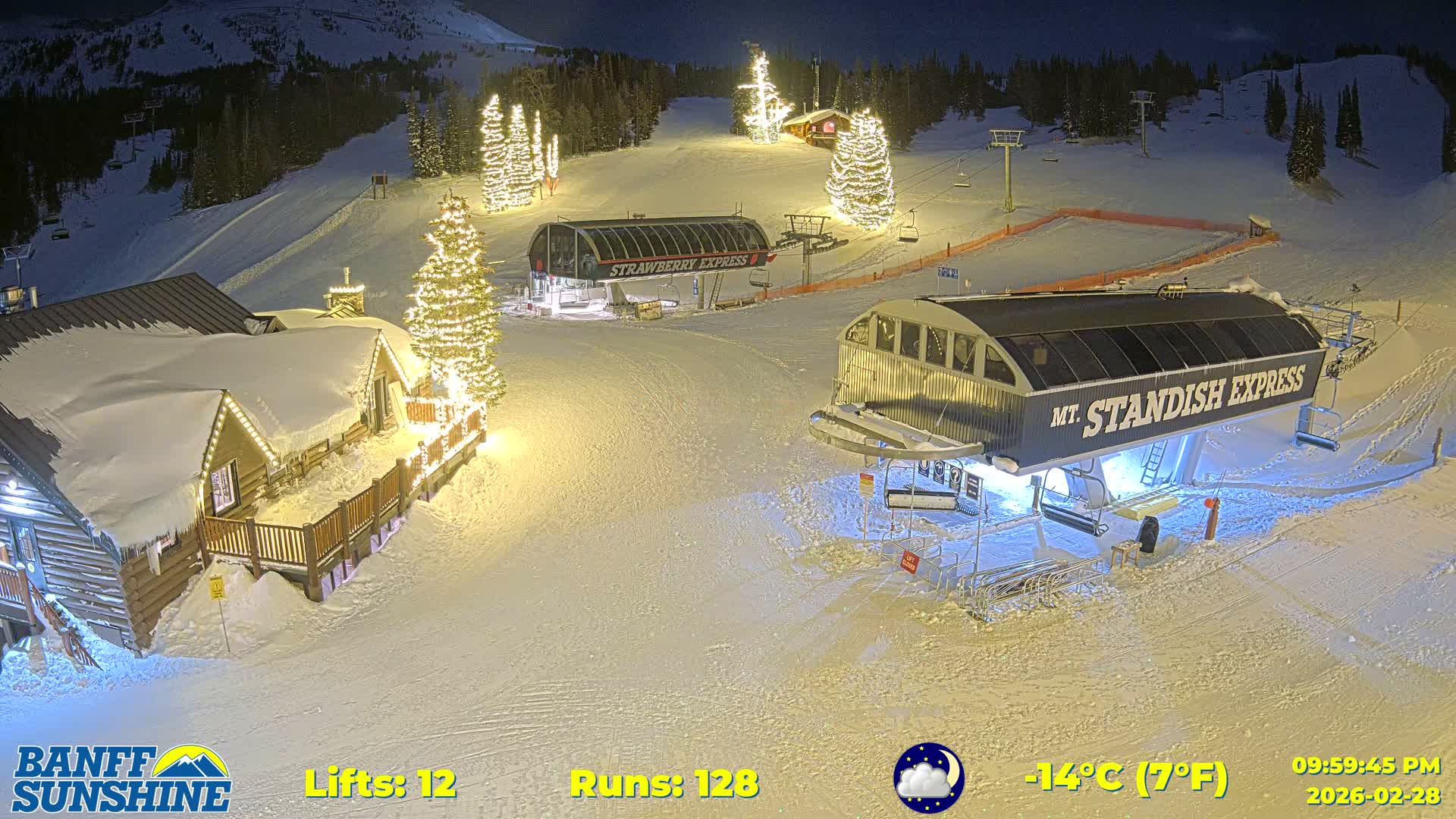 Banff, Sunshine Ski Village Mountain Lodge &  Ski Lifts Live Cam - Banff, Alberta's Rockies, Alberta, Canada