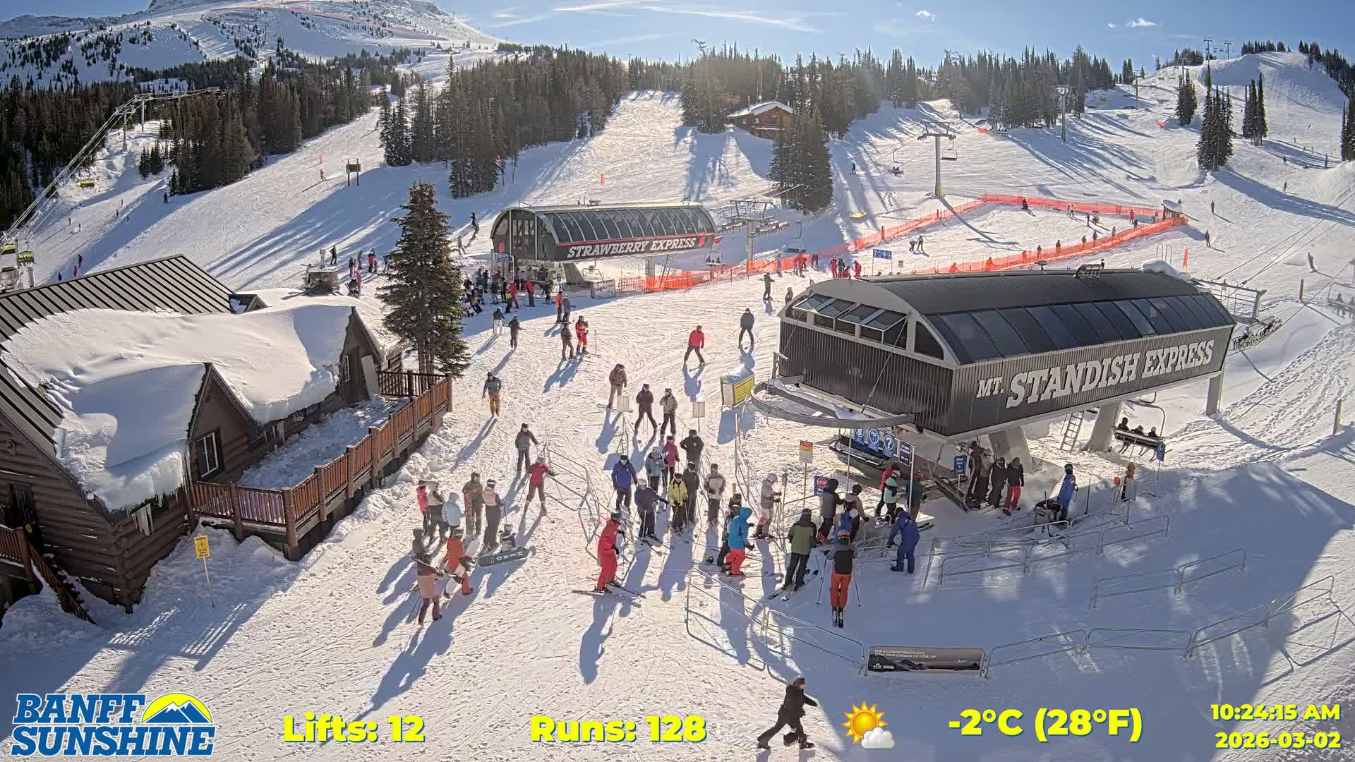 Banff, Sunshine Ski Village Mountain Lodge &  Ski Lifts Live Cam - Banff, Alberta's Rockies, Alberta, Canada