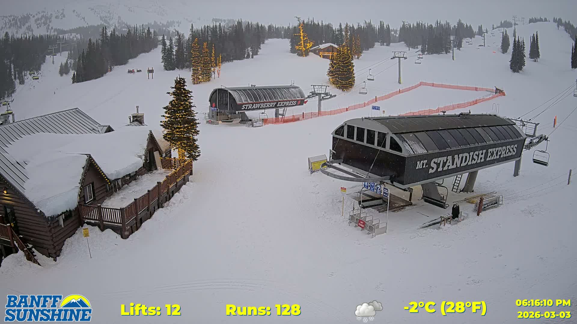 Banff, Sunshine Ski Village Mountain Lodge &  Ski Lifts Live Cam - Banff, Alberta's Rockies, Alberta, Canada
