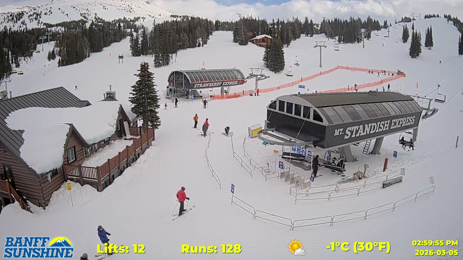 Banff, Sunshine Ski Village Mountain Lodge &  Ski Lifts Live Cam - Banff, Alberta's Rockies, Alberta, Canada